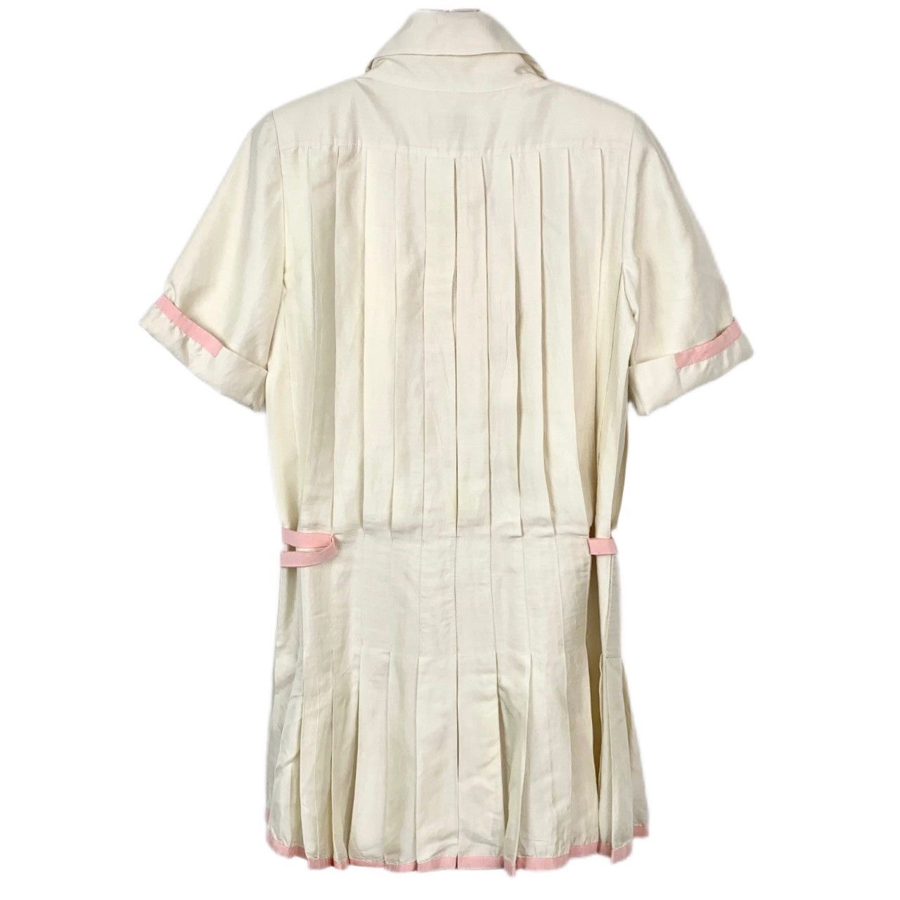 Chanel Chanel Off-white Silk Lapel Short Sleeve Pleated Dress K26WX Size S / US 4 / IT 40 - 2 Thumbnail