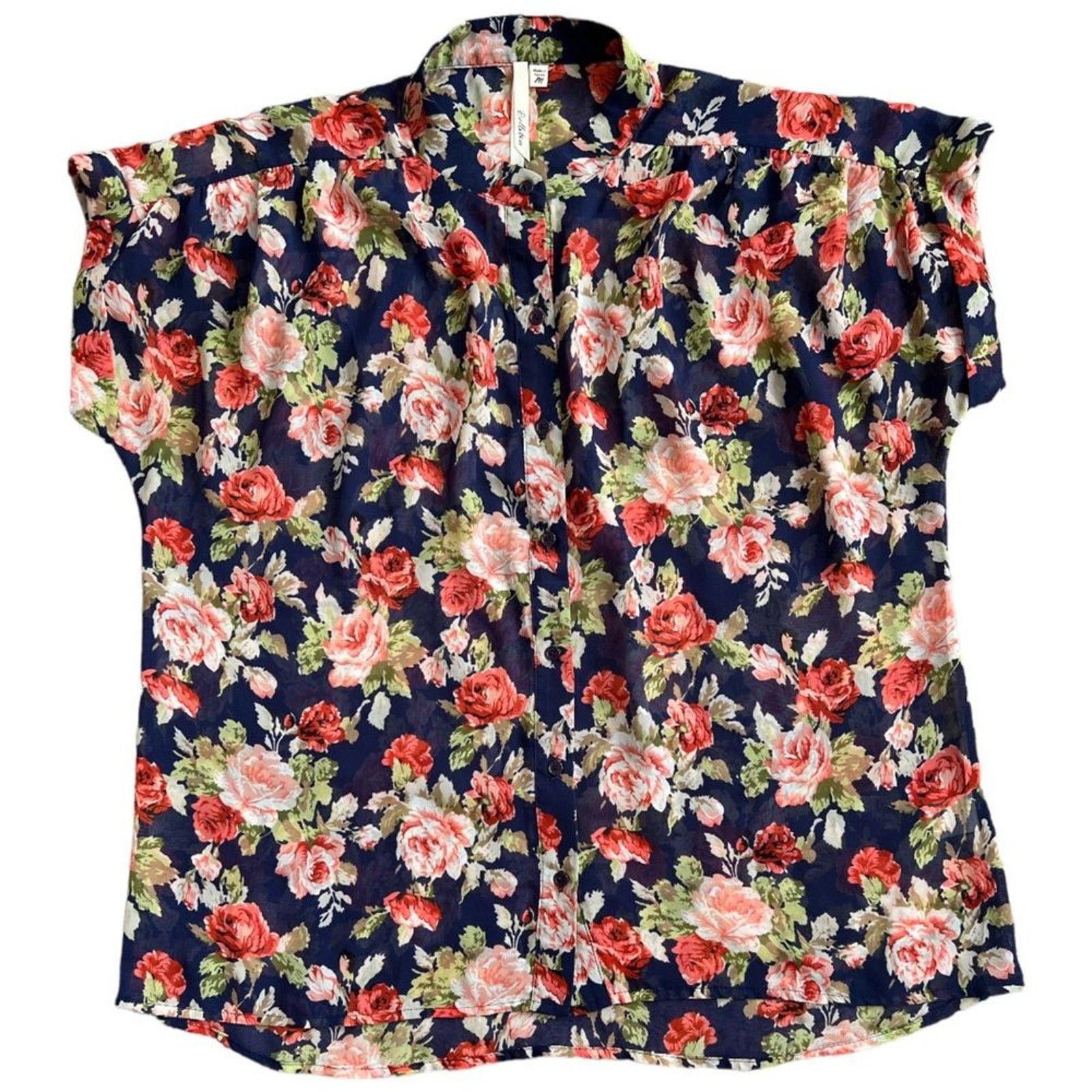 Other Bellatrix Navy Floral Semi Sheer Short Sleeve Top, M Size M / US 6-8 / IT 42-44 - 2 Thumbnail