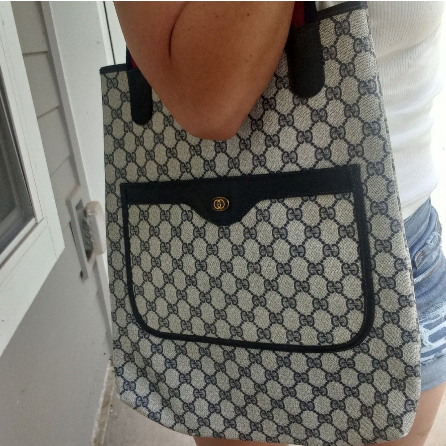 Vintage Gucci GG Monogram Supreme Sherry Web Ophidia Shopper