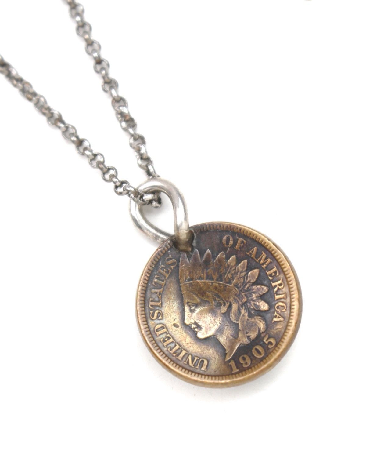 Vintage 1905 INDIAN HEAD PENNY STAR CHARM PENDANT NECKLACE Size ONE SIZE - 4 Thumbnail