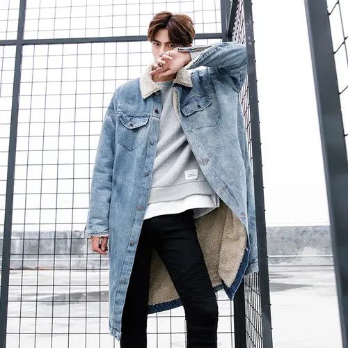 VIBE Thick Long Fleece Cuff Oversized Denim Coat Size US L / EU 52-54 / 3 - 3 Thumbnail