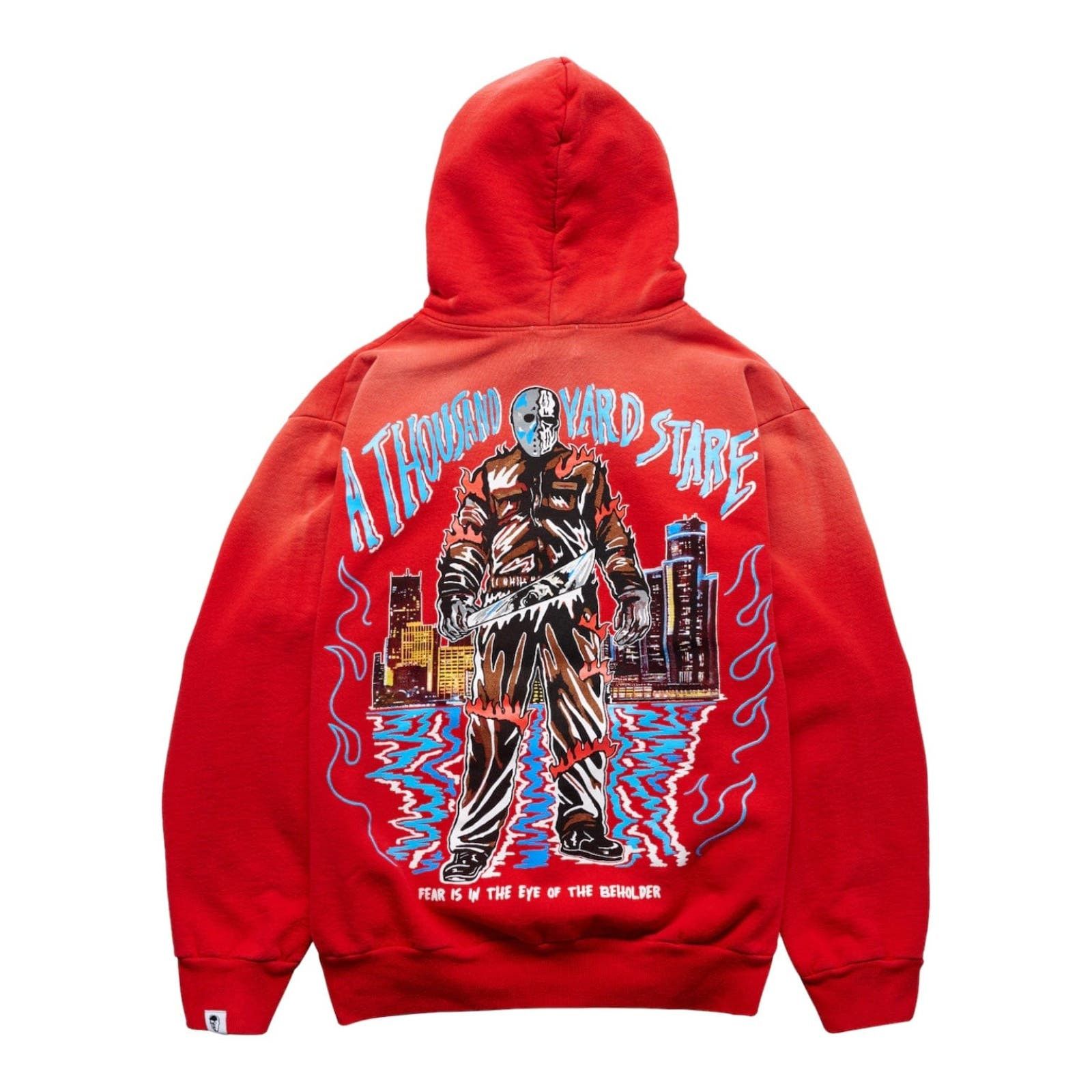 image of Warren Lotas Thousand Yard Stare Hooded Sweatshirt Faded Red, Men's (Size XL)