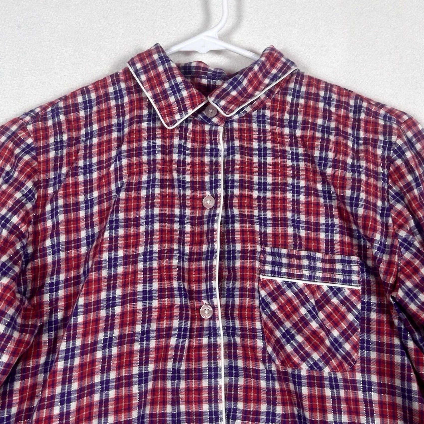 Victoria's Secret VINTAGE Victoria's Secret Pajama Top Womens XS Red Plaid Long Sleeve Sleepwear Size XS / US 0-2 / IT 36-38 - 2 Thumbnail