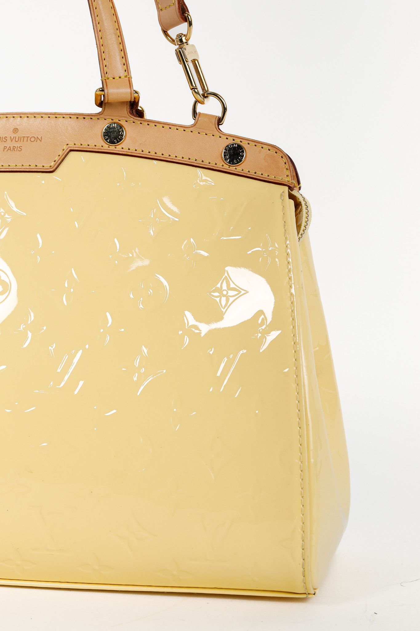 Louis Vuitton Brea MM Yellow Monogram Vernis Leather Tote