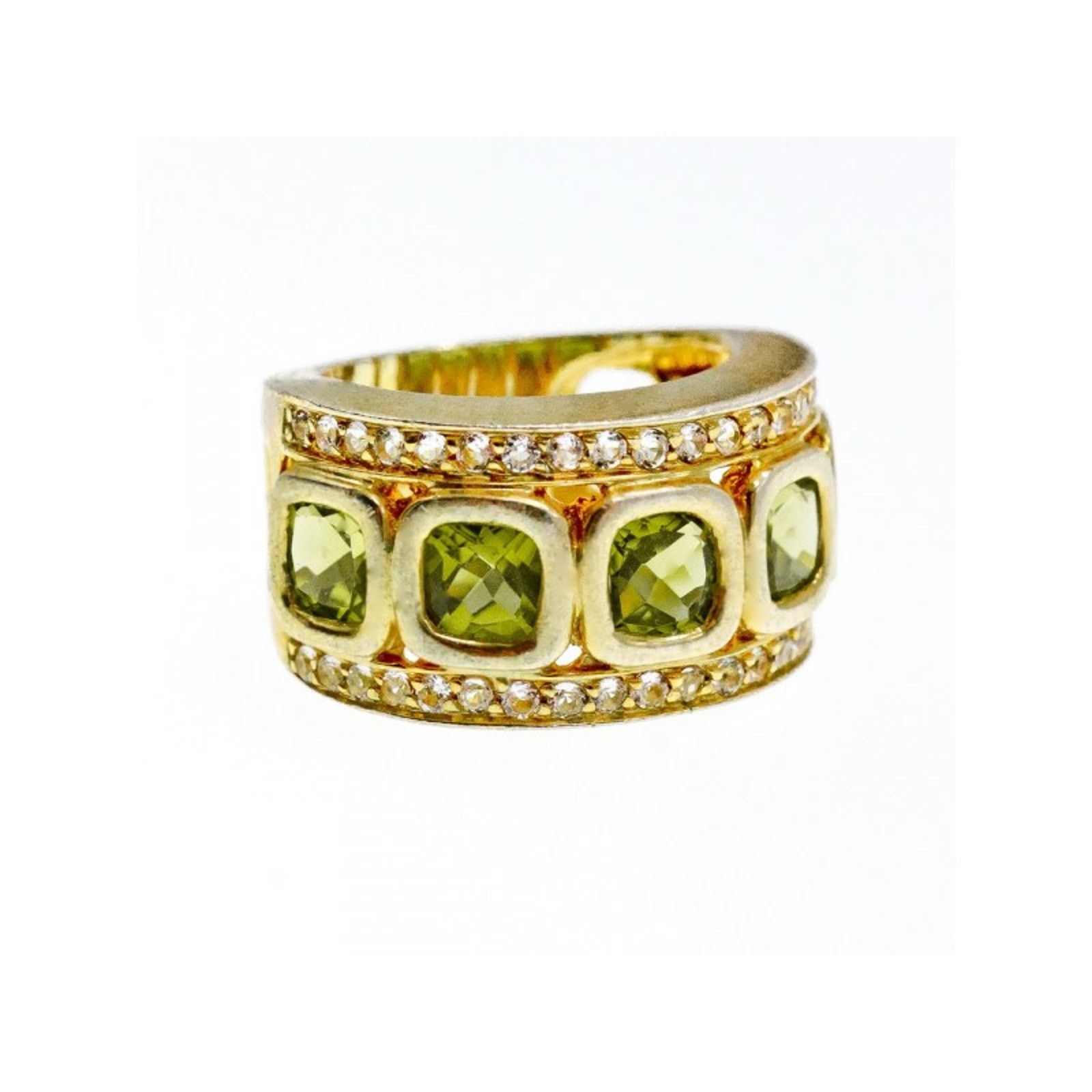 Jewelry 925 STERLING SILVER GOLD PLATED PERIDOT & CZ RING SIZE 7 Size ONE SIZE - 1 Thumbnail