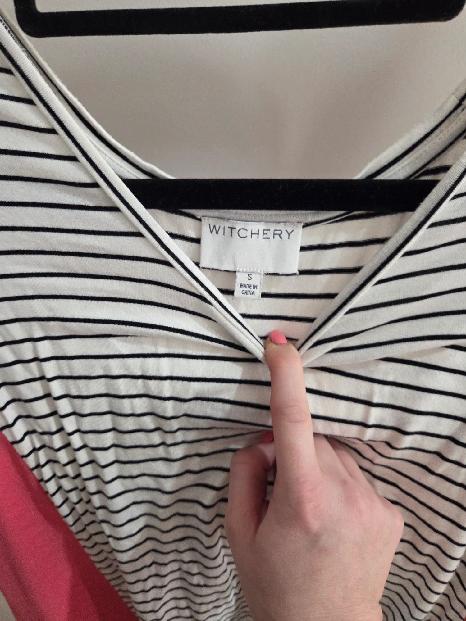 Other WITCHERY Women's S Striped & Coral Color Block Long Sleeve Knit Top Sweater Size S / US 4 / IT 40 - 3 Thumbnail