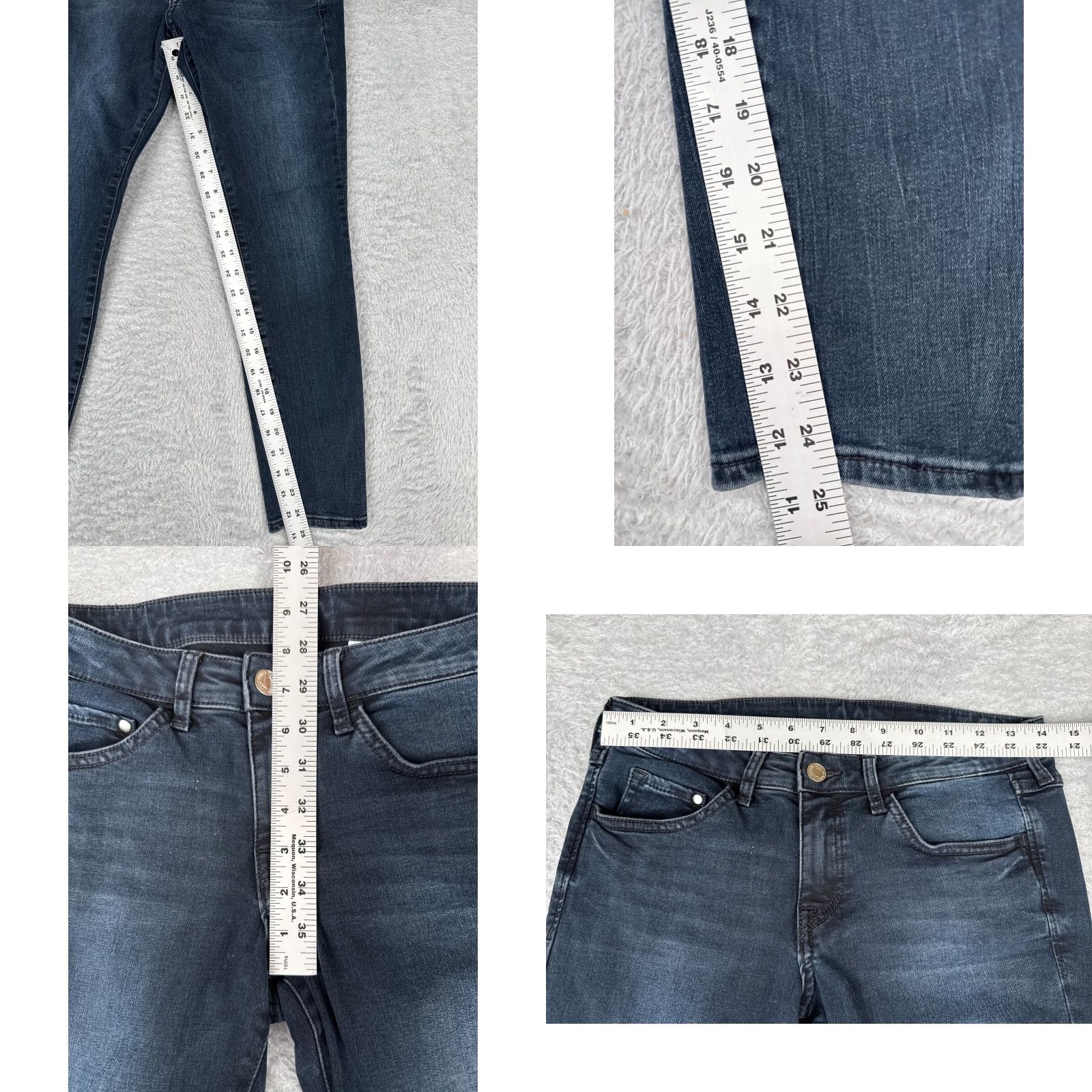 Denime &Denim Jeans Womens 27x25 Blue Denim Skinny Low Waist Dark Cotton Blend Size 27" / US 4 / IT 40 - 8 Thumbnail