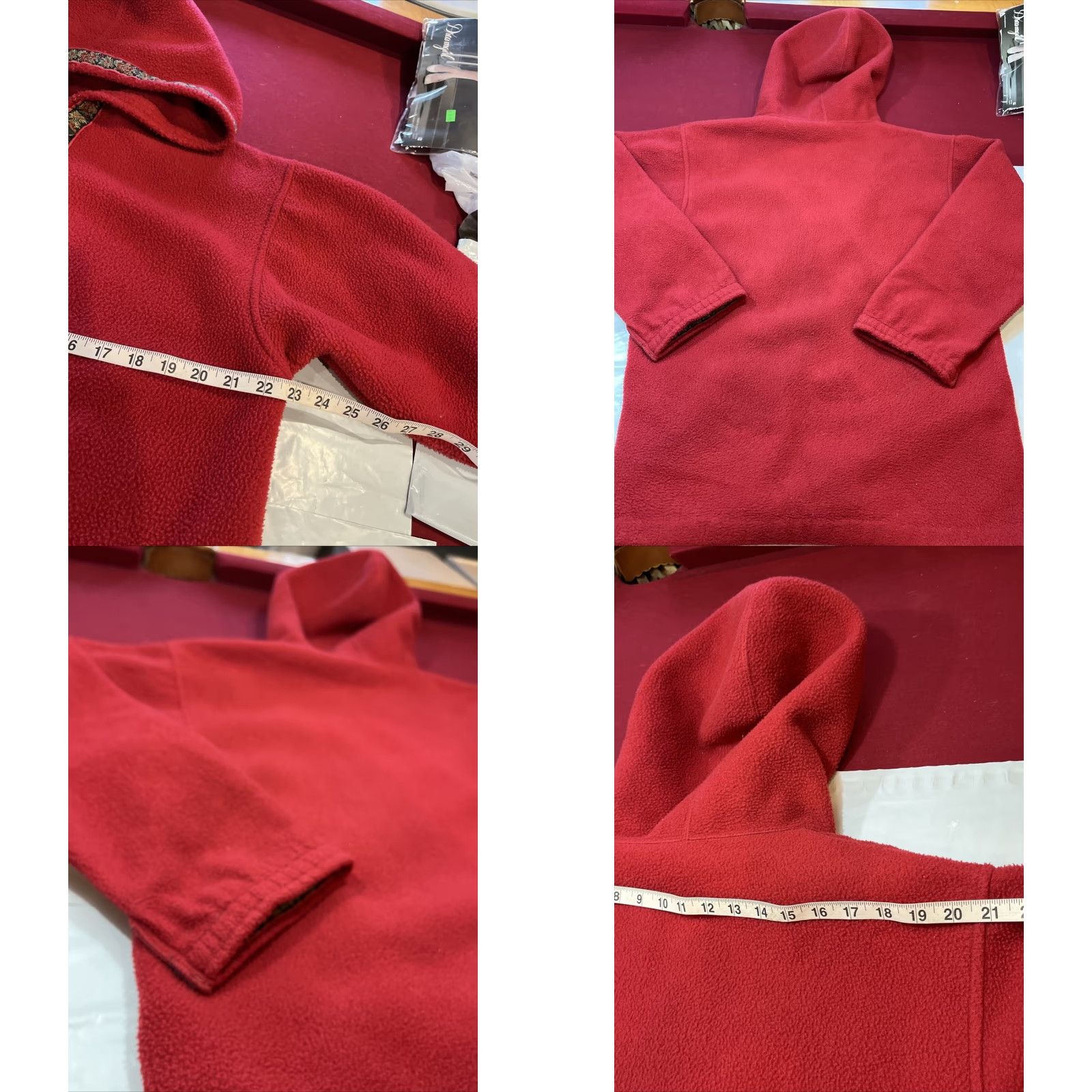 Vintage VINTAGE Alps Jacket, Hooded Fleece Zip, Red, Floral Tapestry Trim, Long, Pockets, M, Women's, 90s Bohemian, Fall/Winter, Cozy, Coat, Coat/Jacket Size M / US 6-8 / IT 42-44 - 9 Thumbnail