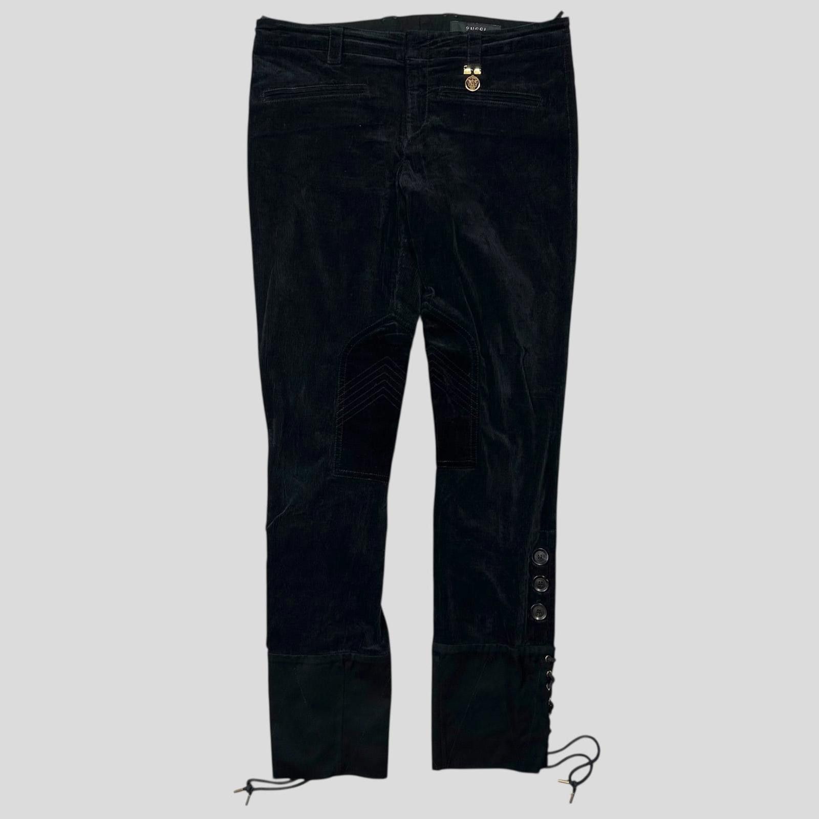 Gucci by Tom Ford 2004 Corduroy Laced Riding Trousers - UK10