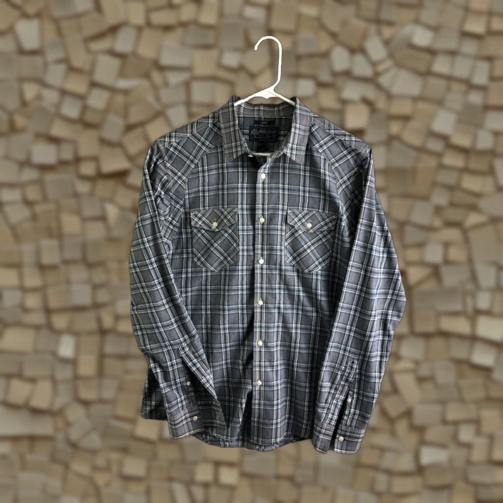 Vintage American Rag Shirt Size Large Mens Gray Plaid Long Sleeve Spread Collar Size US L / EU 52-54 / 3 - 1 Thumbnail