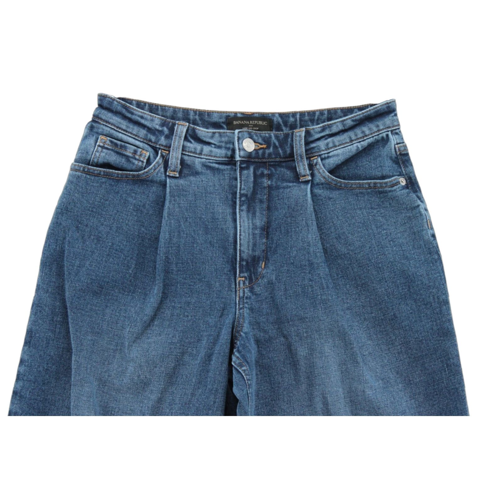Banana Republic VINTAGE Banana Republic Baggy Cuffed Crop Jeans Size 26 Blue Street wear Wide Leg Frayed Size 26" / US 2 / IT 38 - 1 Thumbnail