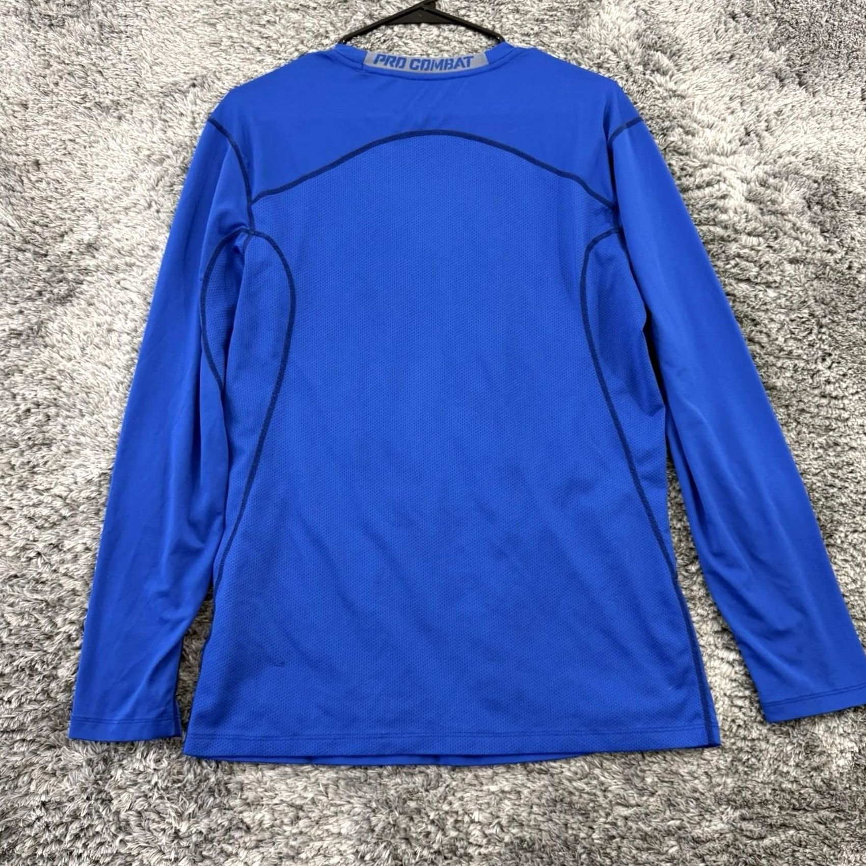 Nike Nike Pro Combat Dri-FIT Long Sleeve T-Shirt Mens XL Blue Solid Mock Neck Pullover Logo Performance/Activity Gym & Training Runs Size US XL / EU 56 / 4 - 8 Thumbnail