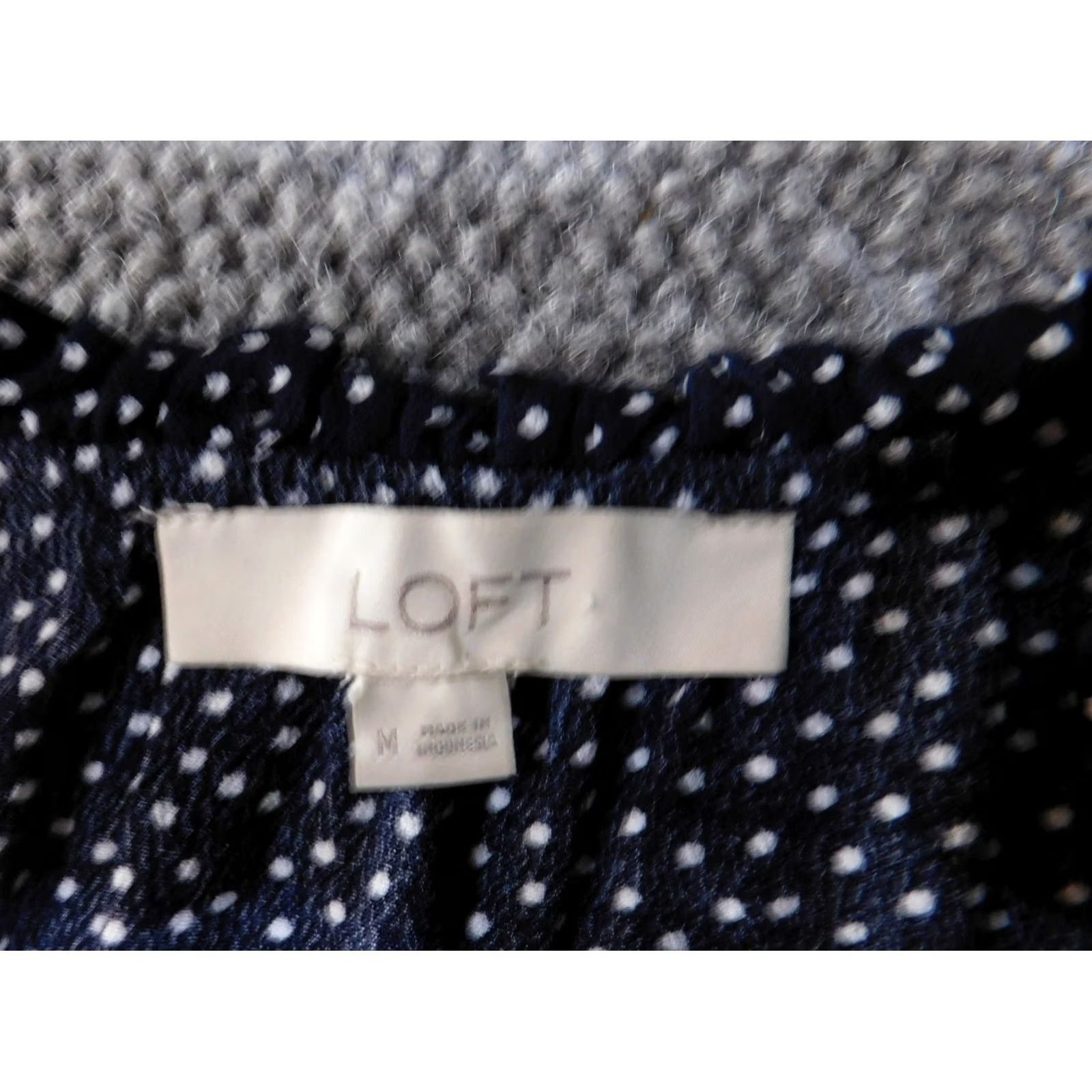 Loft LOFT Blouse Womens Medium Navy Blue White Polka Dot Sleeveless Tie Neck Top Size M / US 6-8 / IT 42-44 - 5 Thumbnail