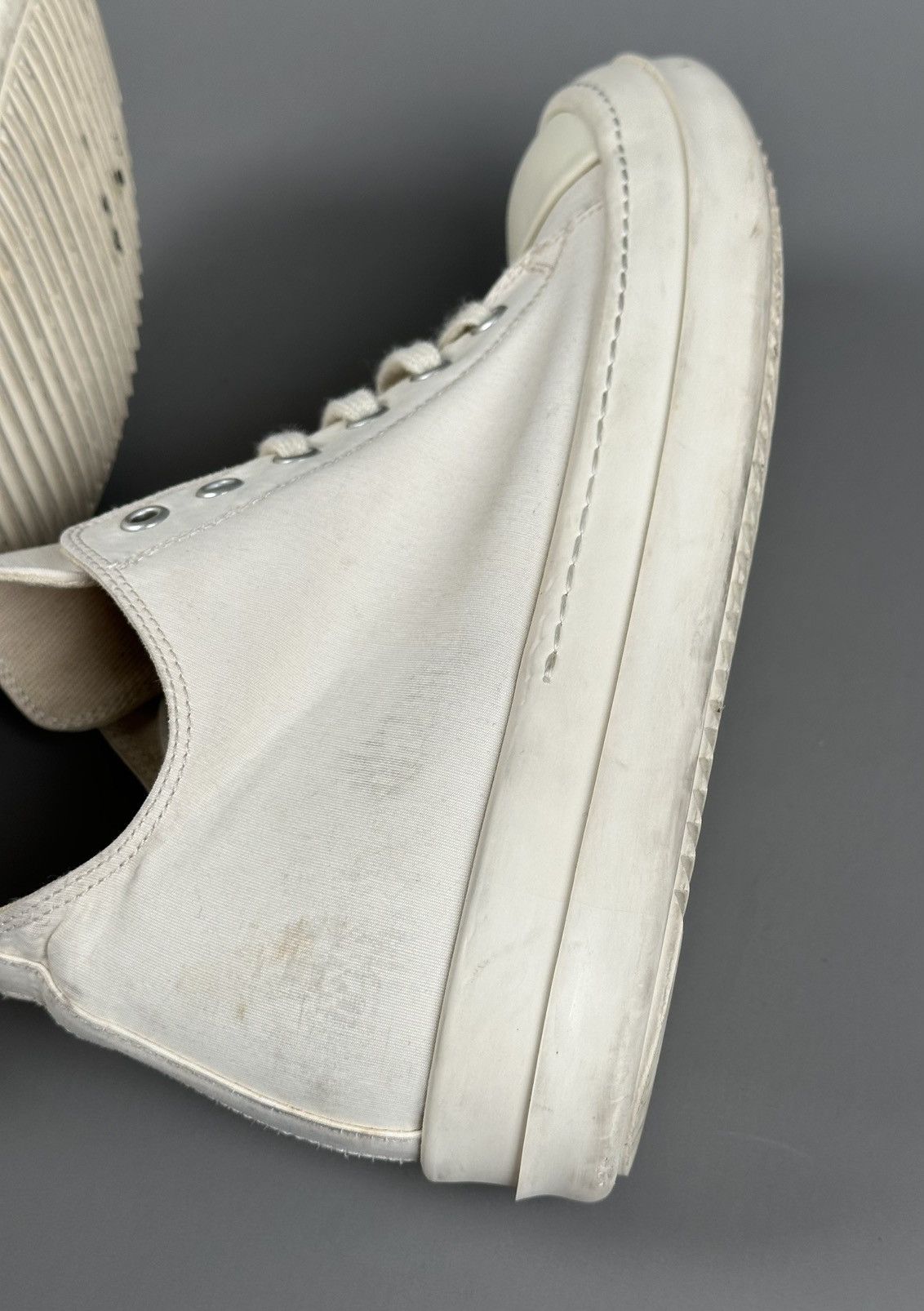 Rick Owens Rick Owens - Drkshdw Ramones Low Logo Patch - White Size US 7.5 / EU 40-41 - 13 Thumbnail