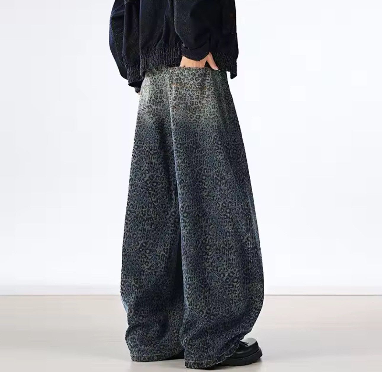 Other Leopard Baggy Gradient Drip Streetwear Loose Jeans Pants Size US 30 / EU 46 - 4 Thumbnail