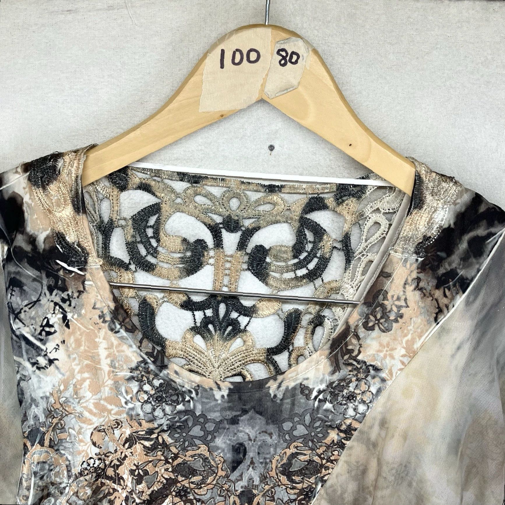 Vintage UNITY WORLD WEAR Blouse S Womens Beige V-Neck Flutter Sleeve Embroidered Lace Back Tunic 90s Fairy Gothic Vintage Size S / US 4 / IT 40 - 4 Thumbnail