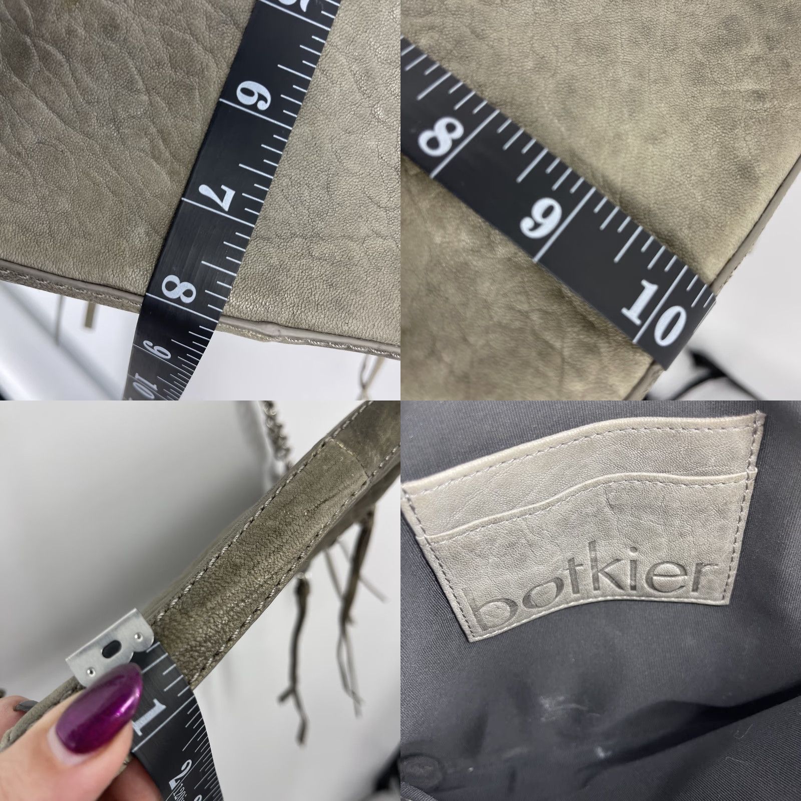 Vintage BOTKIER Leather Logan Gray Purse Shoulder Bag Boho Crossbody Zip Marysia Gray Leather Bag Women Medium Vintage No Size ONE SIZE - 8 Thumbnail
