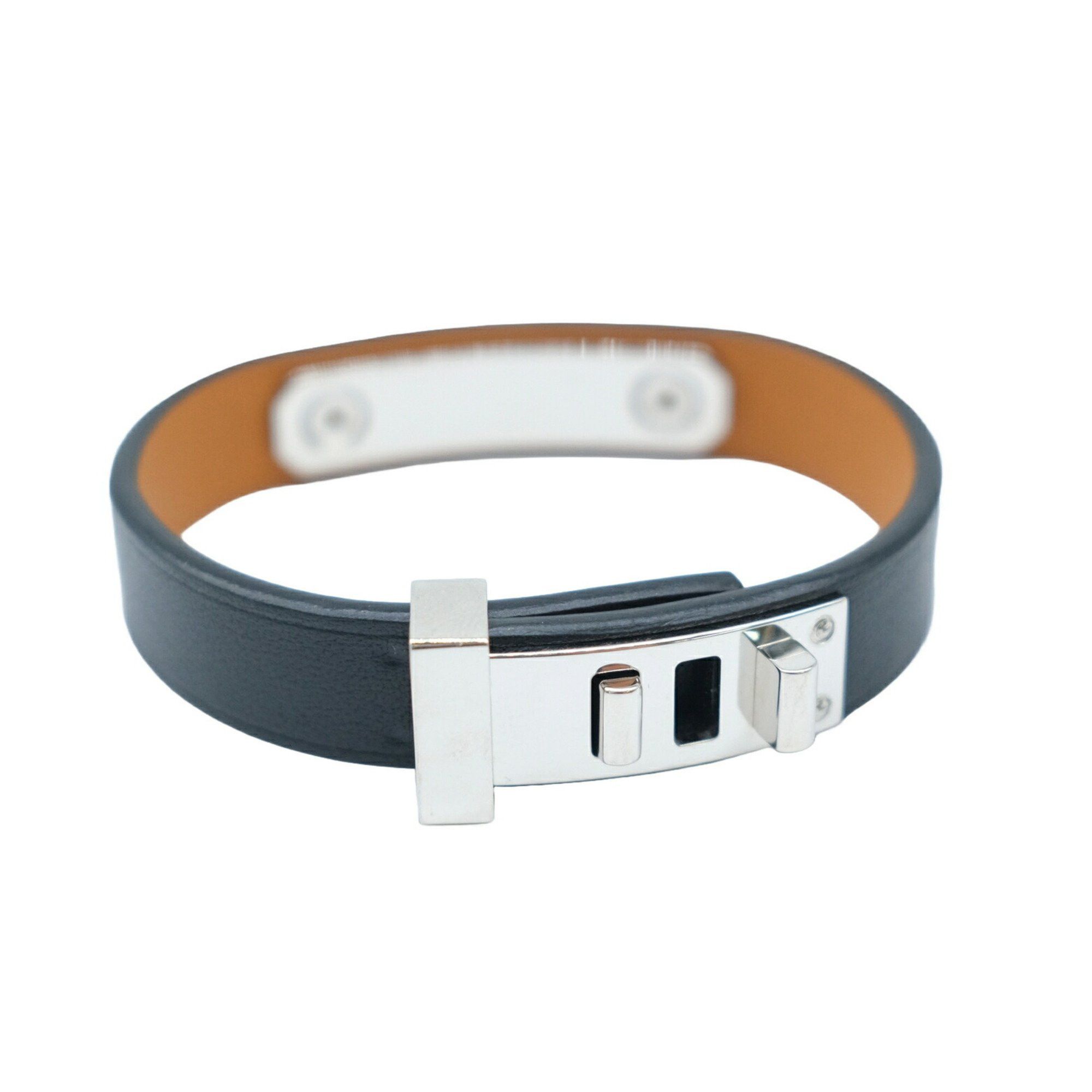 image of Hermes As De Coeur Bracelet Double Wrap Leather Swift Black T2, Women's