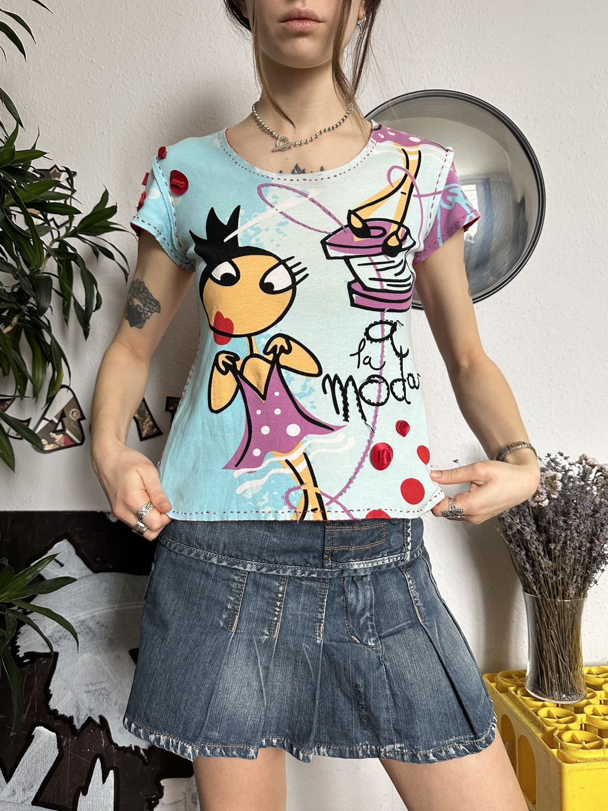 If Six Was Nine × Seditionaries Graphic Printed Funky Top Patchwork Details like Custo Size M / US 6-8 / IT 42-44 - 3 Thumbnail