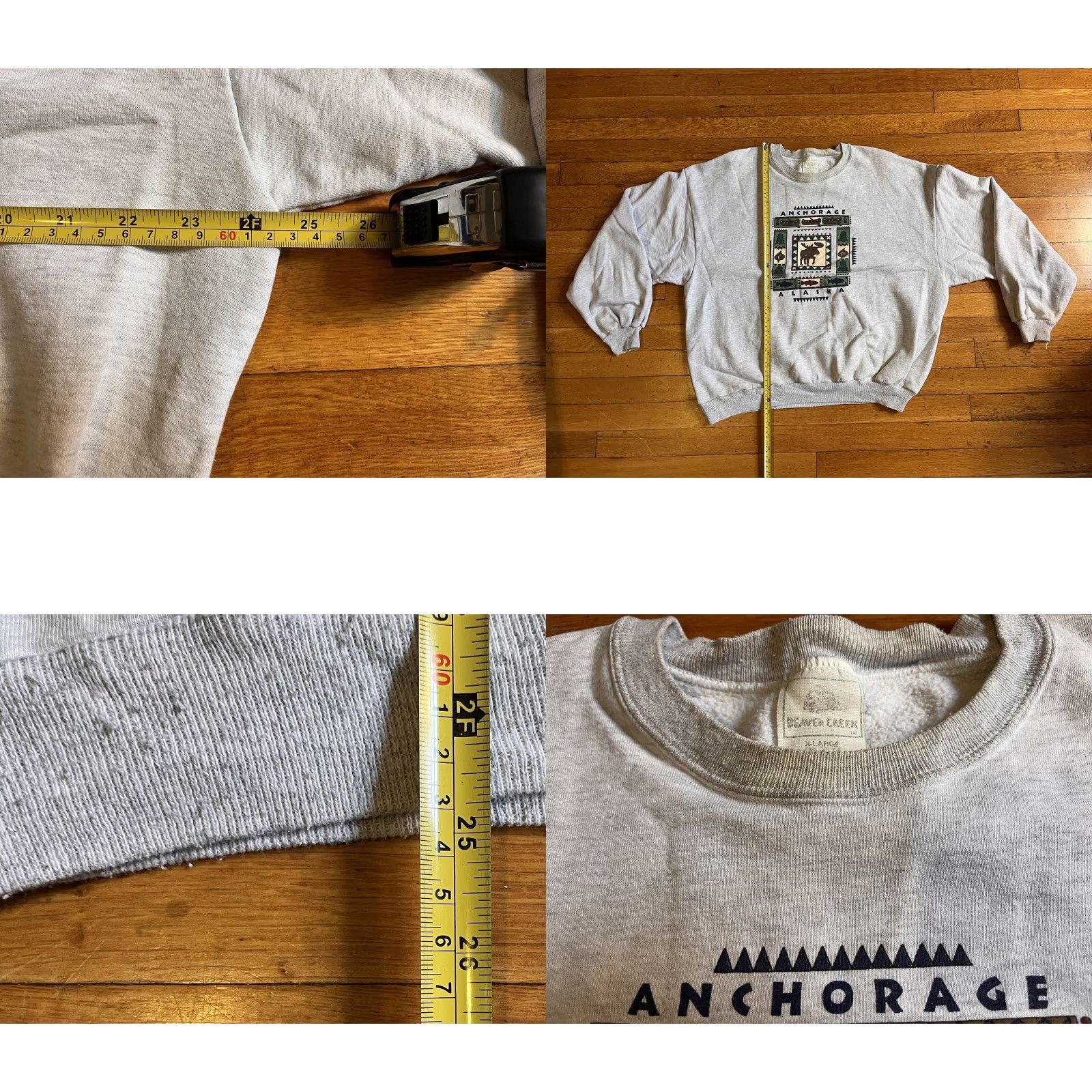 Vintage VINTAGE Beaver Creek Sweatshirt Men's XL Gray Anchorage Alaska 90s Graphic Print Pullover Crew Neck Size US XL / EU 56 / 4 - 8 Thumbnail