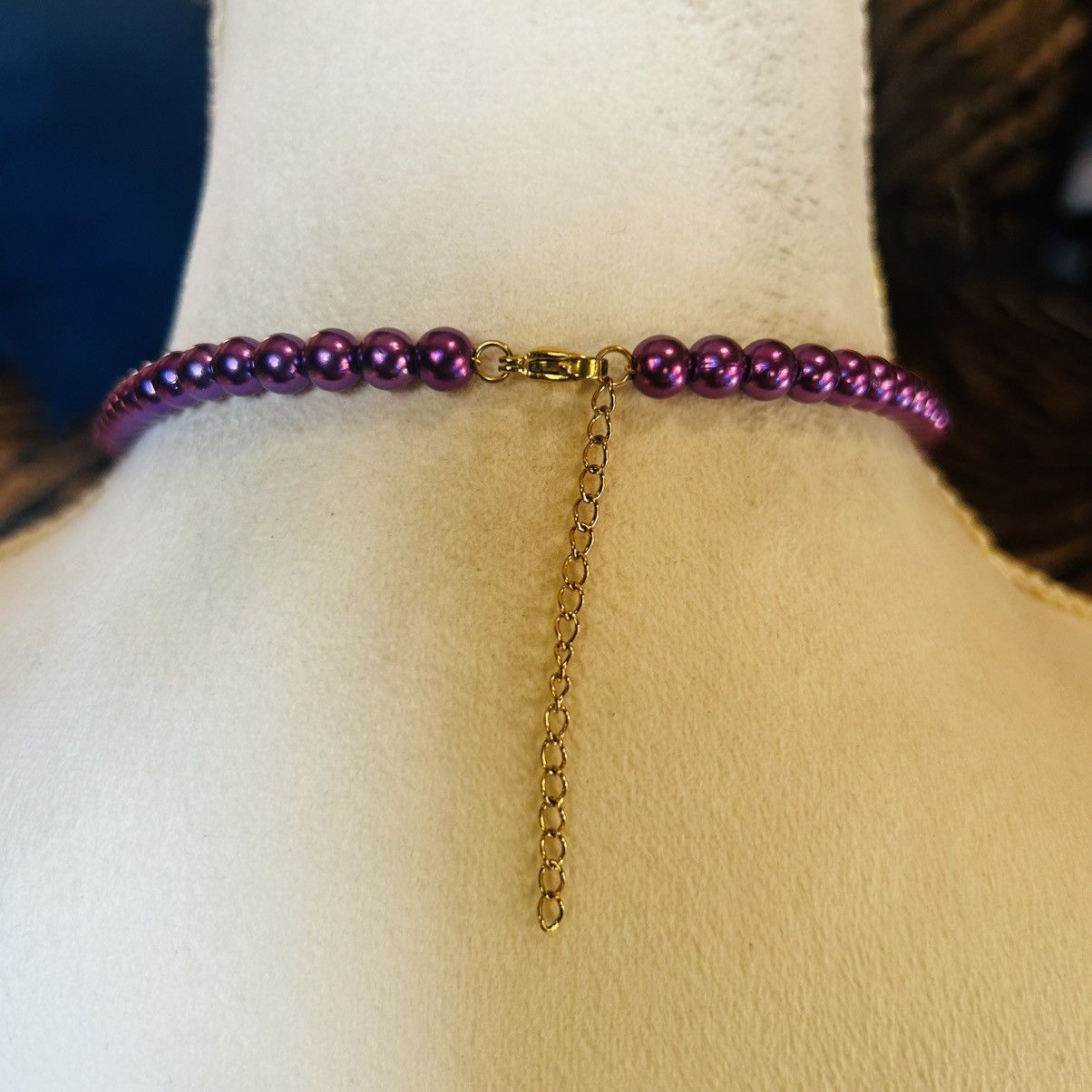 Handmade Handcrafted purple faceted high dome brass filigree necklace Size ONE SIZE - 4 Thumbnail