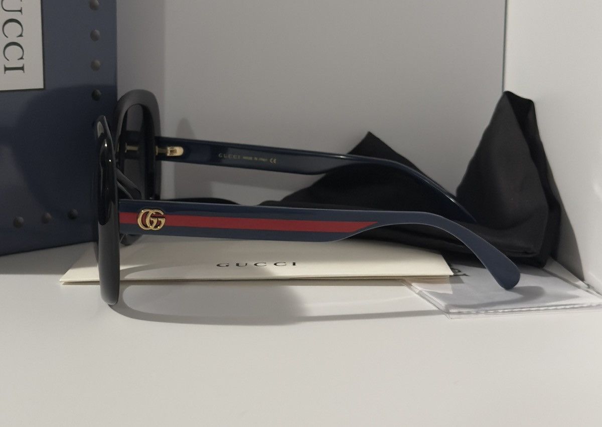 Gucci Gucci GG0713S Black Square Sunglasses Blue Red Web Size ONE SIZE - 5 Thumbnail