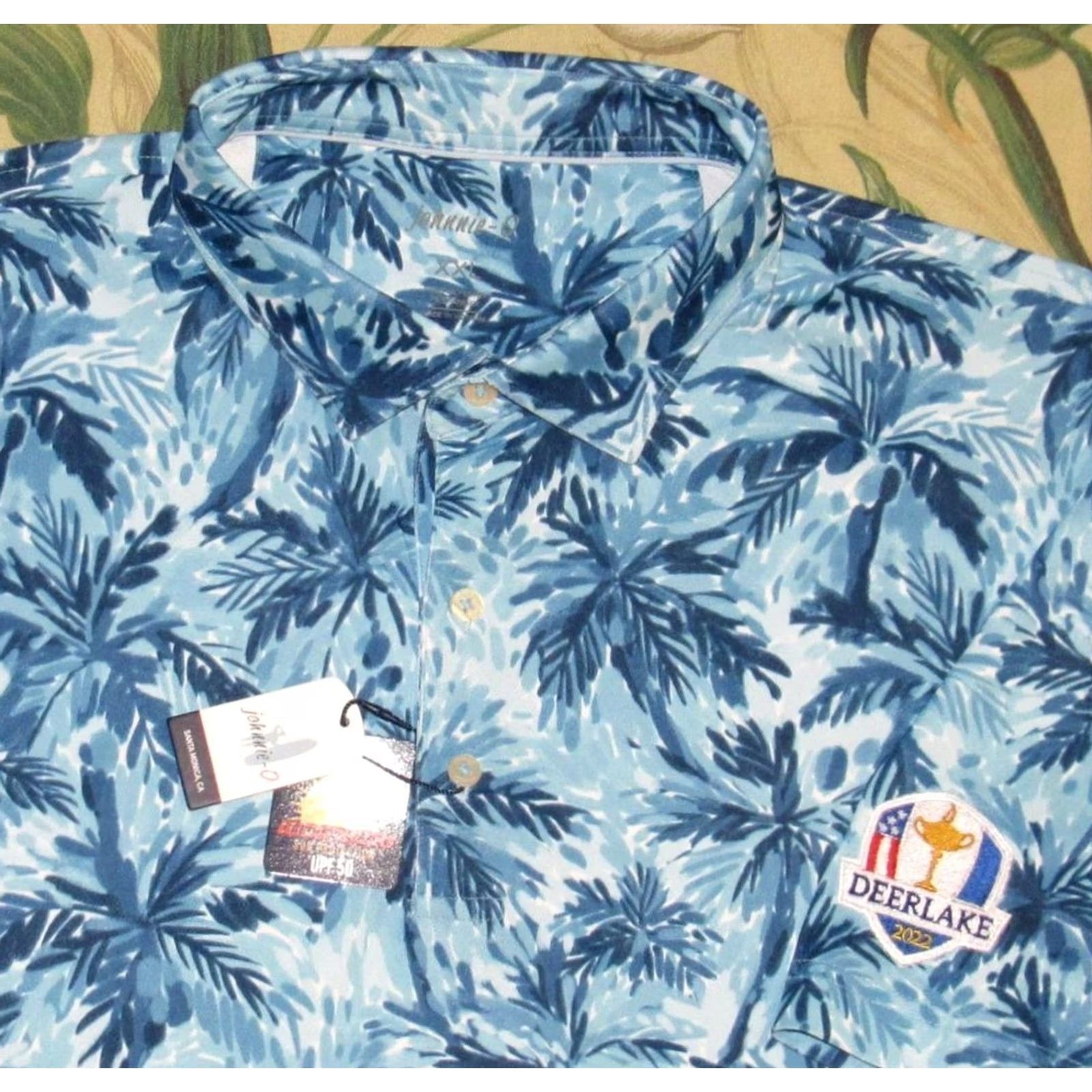 johnnie-O JOHNNIE O Blue Short Sleeve Ryder Cup Polo Shirt XXL Men NWT Size US XXL / EU 58 / 5 - 2 Thumbnail