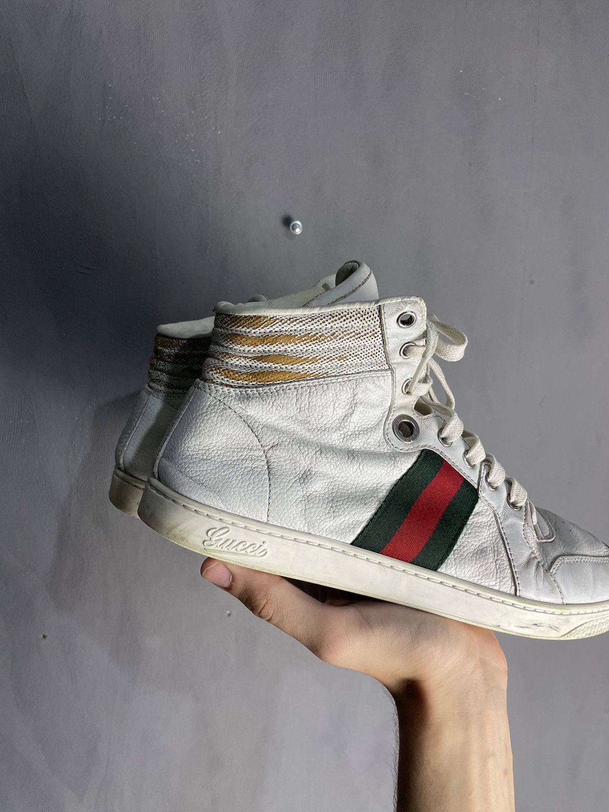Gucci Gucci High Top Leather Sneaker Shoes Size US 7.5 / EU 40-41 - 4 Thumbnail