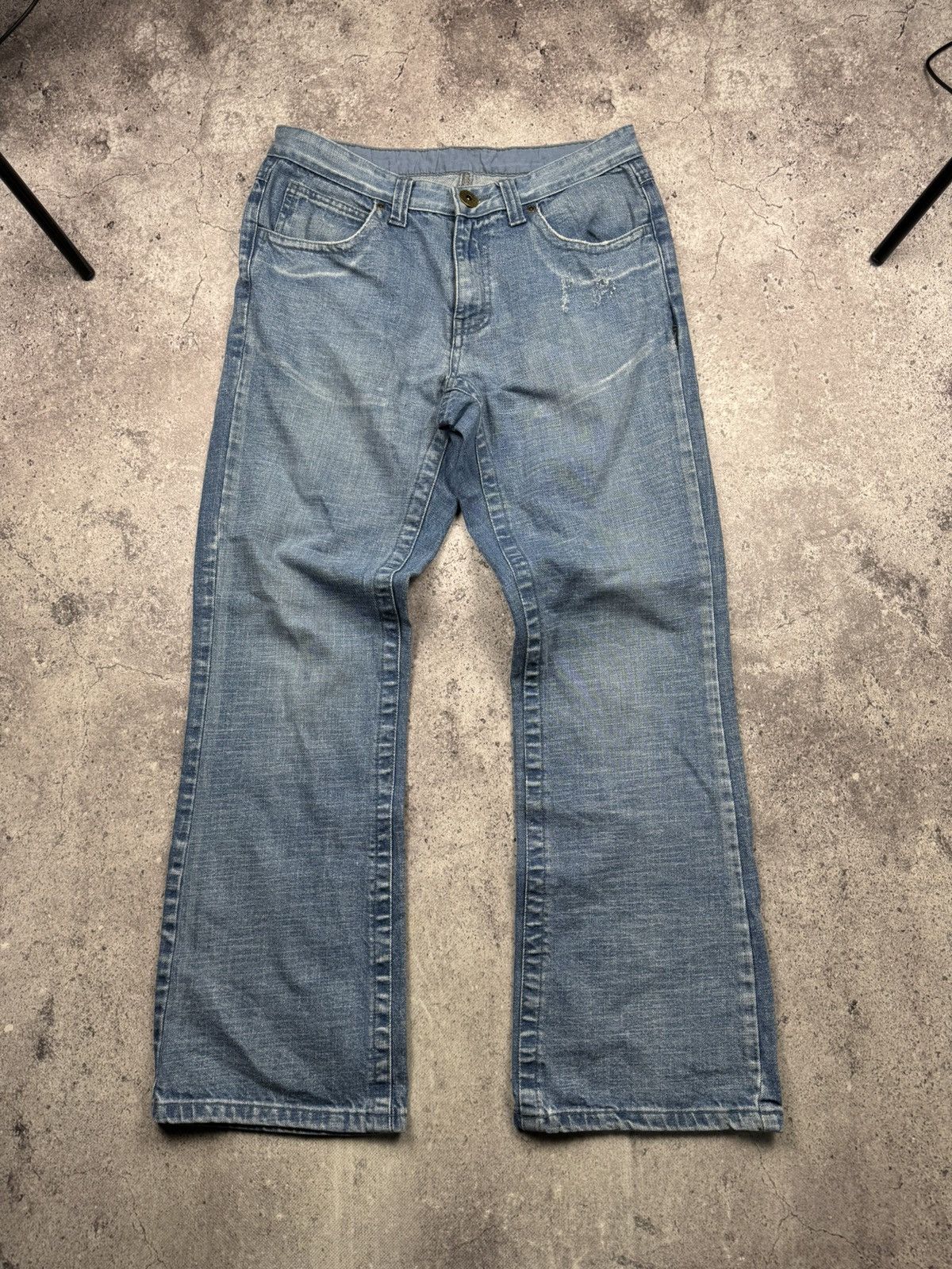 Japanese Brand Vintage Flared Distressed Jeans Japanesse Baggy Wide Y2K Size US 32 / EU 48 - 5 Thumbnail