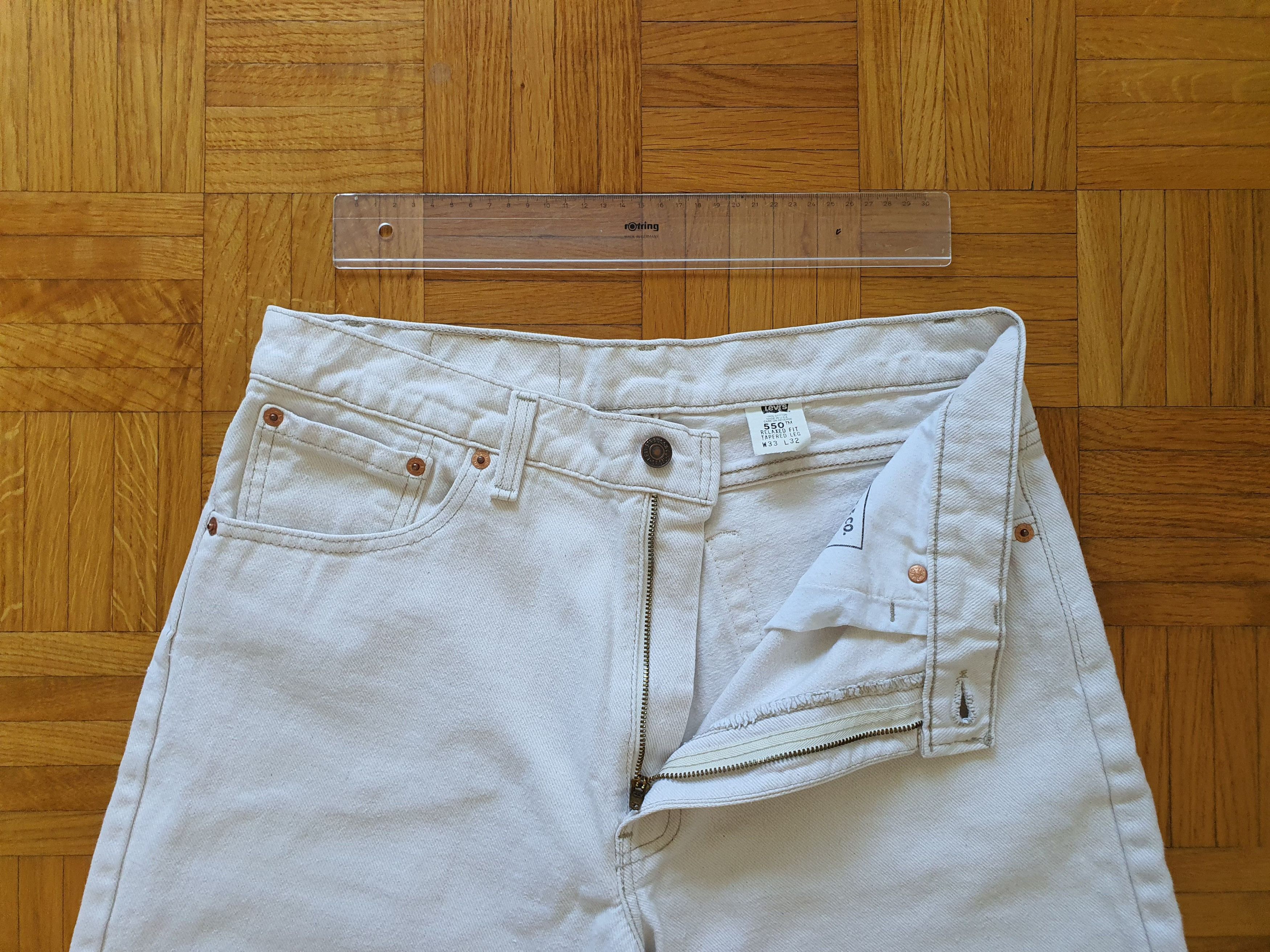Levi's Vintage (Made in USA) 550 Denim Jeans - Cream White Size US 33 - 4 Thumbnail