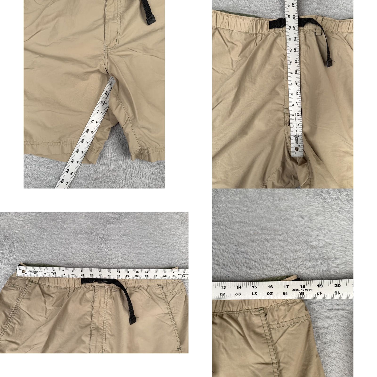 Vintage REI Shorts Men Cargo Nylon Beige 38x9 XL Sport Hiking Camp Fishing Belted Pockets Cargo Pocket Regular Men Size US 36 / EU 52 - 8 Thumbnail