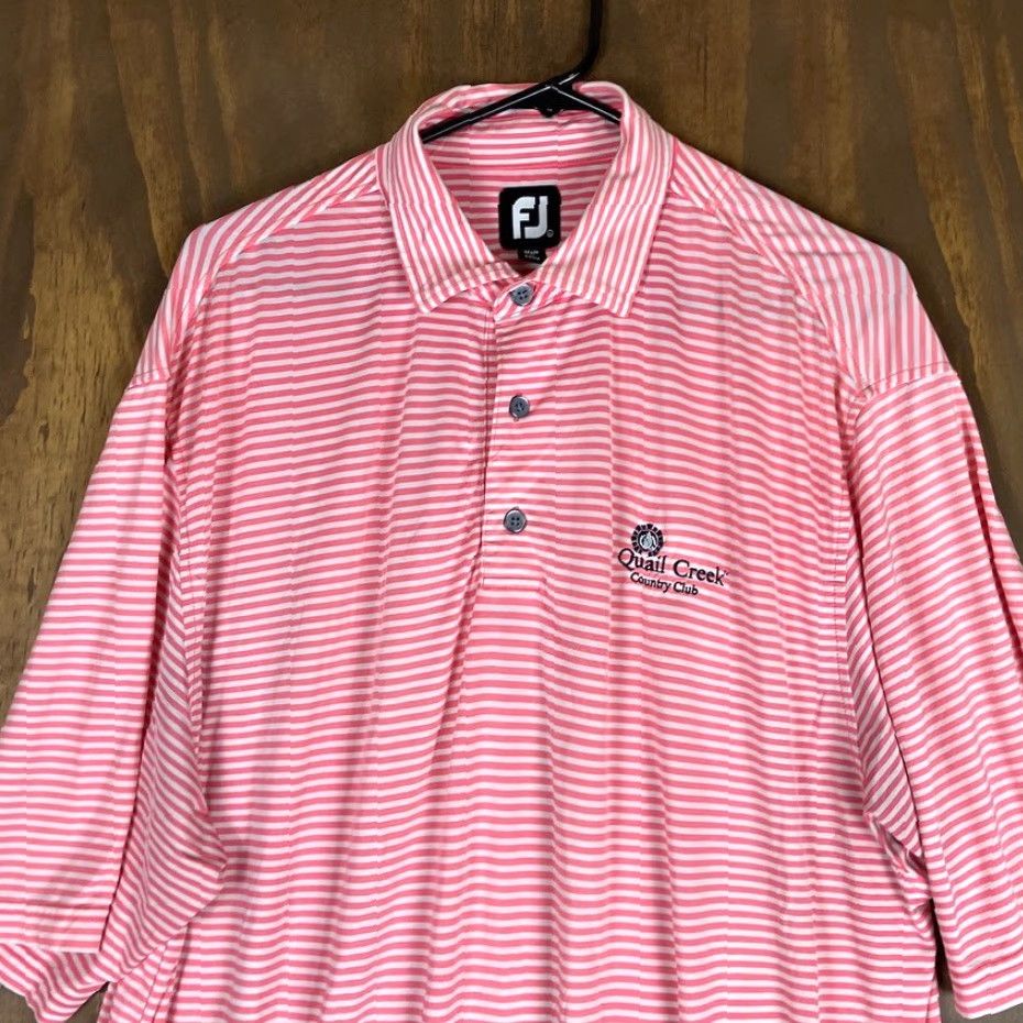 Footjoy FootJoy Polo Shirt Pink White Quail Creek Short Sleeve Athletic Stretch L Mens Casual Workwear Athletic Golf Shirt Size US L / EU 52-54 / 3 - 2 Thumbnail