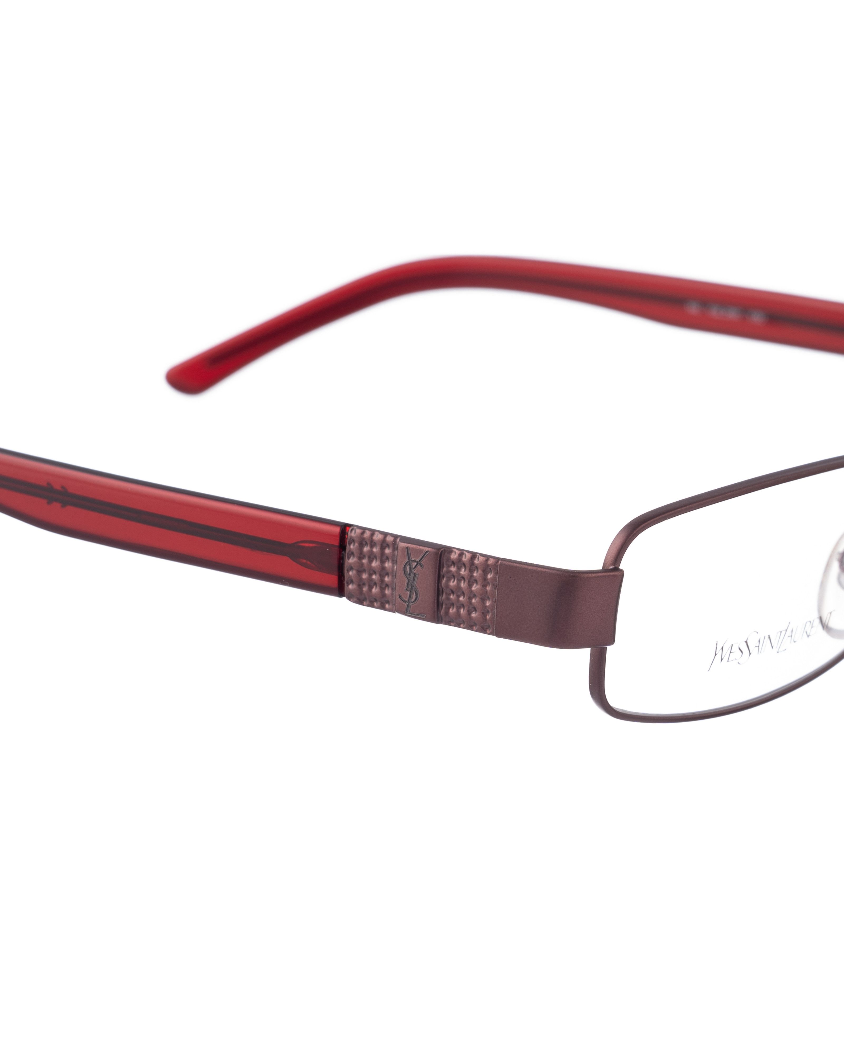 Saint Laurent Paris Yves Saint Laurent 00s Burgundy Brown Wire Metallic Glasses Size ONE SIZE - 3 Thumbnail