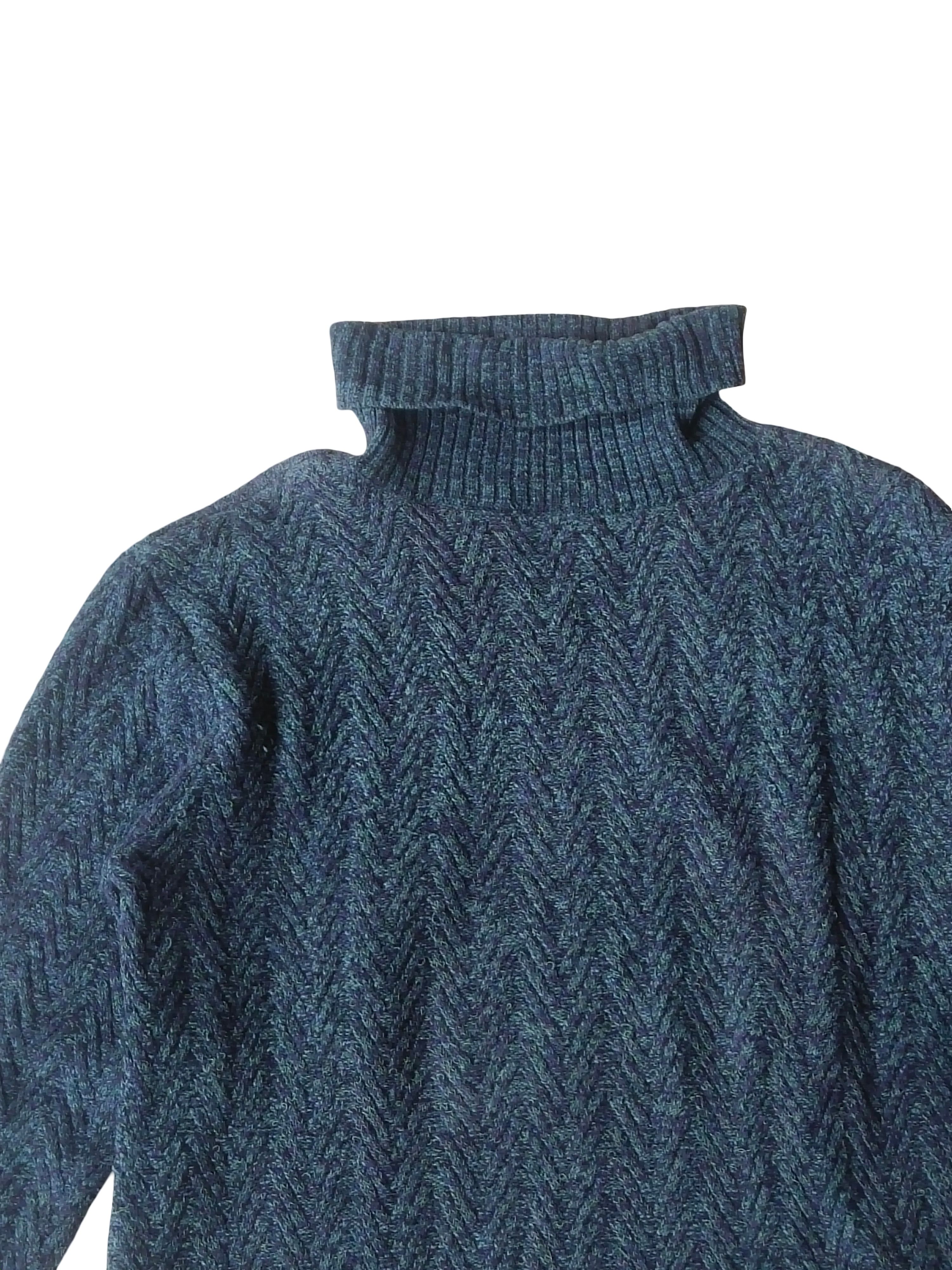 Tete Homme Tête Homme Tokyo Chevron Knit Marled Turtleneck Sweater Size US M / EU 48-50 / 2 - 3 Thumbnail