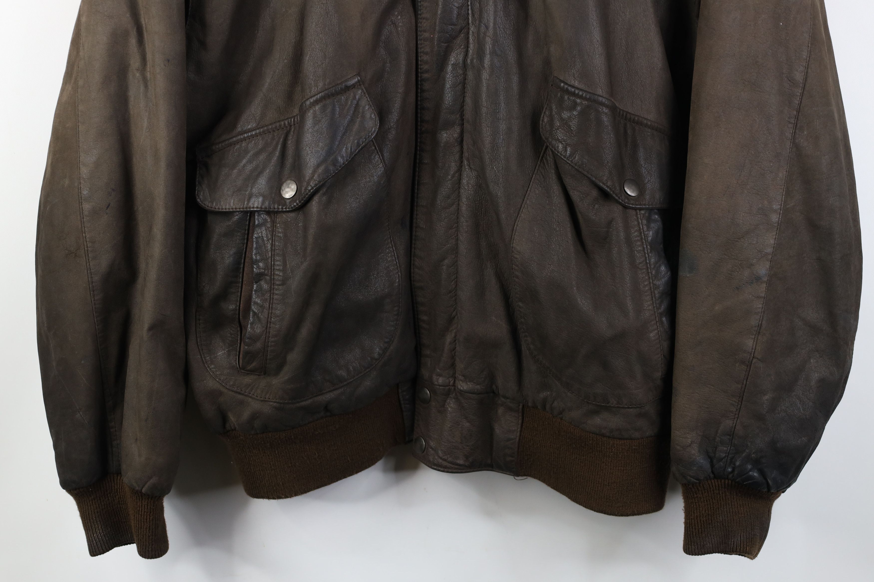 Vintage Vintage 90s Streetwear Leather Flight Bomber Jacket Brown Size US XL / EU 56 / 4 - 3 Thumbnail