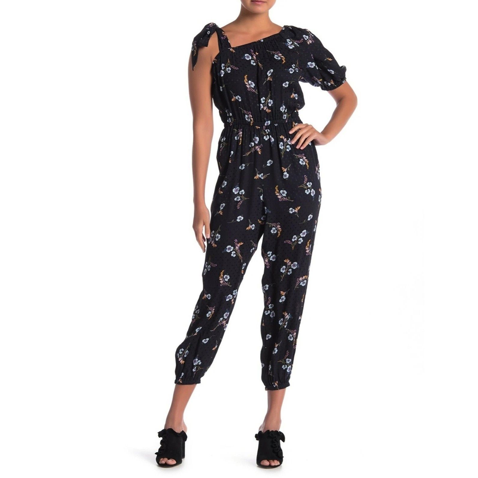 Rebecca Taylor One Shoulder Natalie Silk Jumpsuit in Navy NWT $495 Size 28" / US 6 / IT 42 - 2 Thumbnail