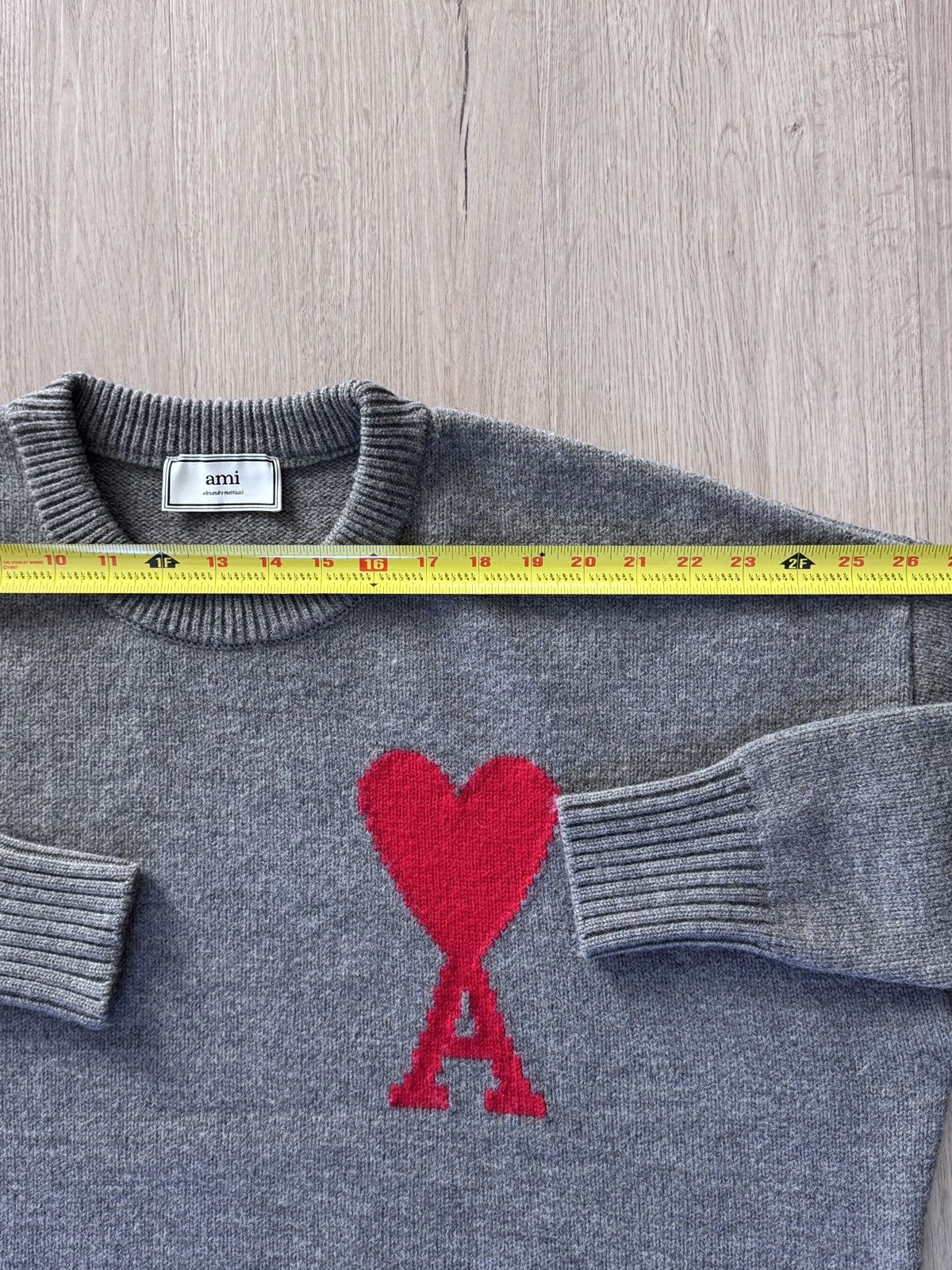 AMI AMI Paris De Coeur Red Sweater Grey Oversized Medium Unisex Size US M / EU 48-50 / 2 - 14 Thumbnail