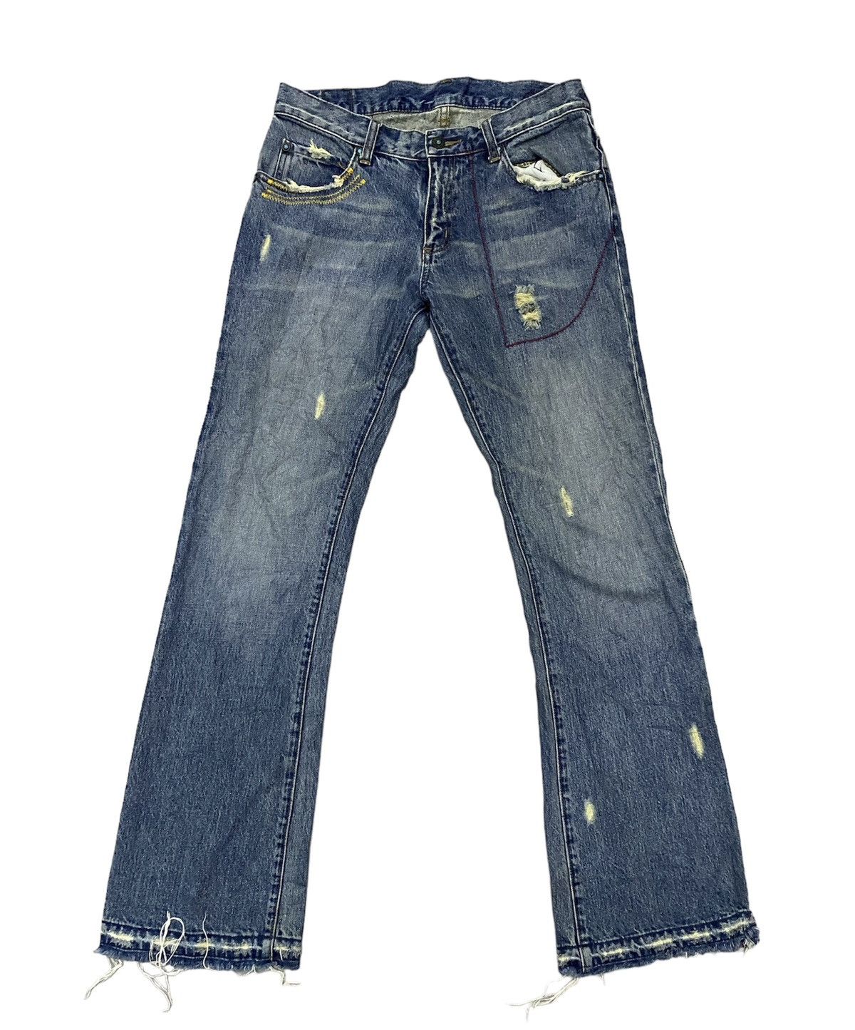 If Six Was Nine × Japanese Brand × Junya Watanabe JAPAN BRAND FAMOCK THRASHED DENIM GRUNGE STYLE Size US 32 / EU 48 - 1 Thumbnail