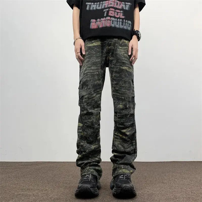Japanese Brand Retro loose camouflage casual micro flared jeans Size US 32 / EU 48 - 1 Thumbnail