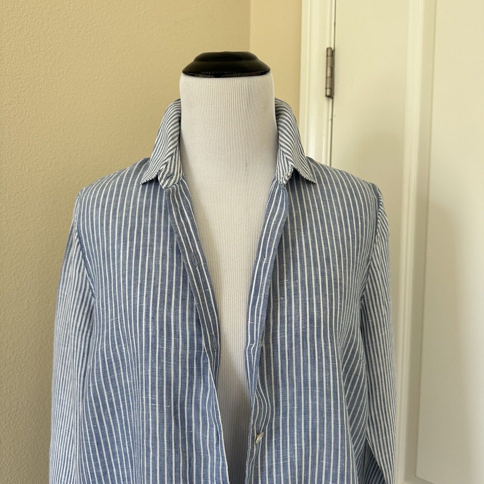 Other J.Jill Love Linen Blue Stripe Shirt Women Size XS 100% Linen Size XS / US 0-2 / IT 36-38 - 10 Thumbnail
