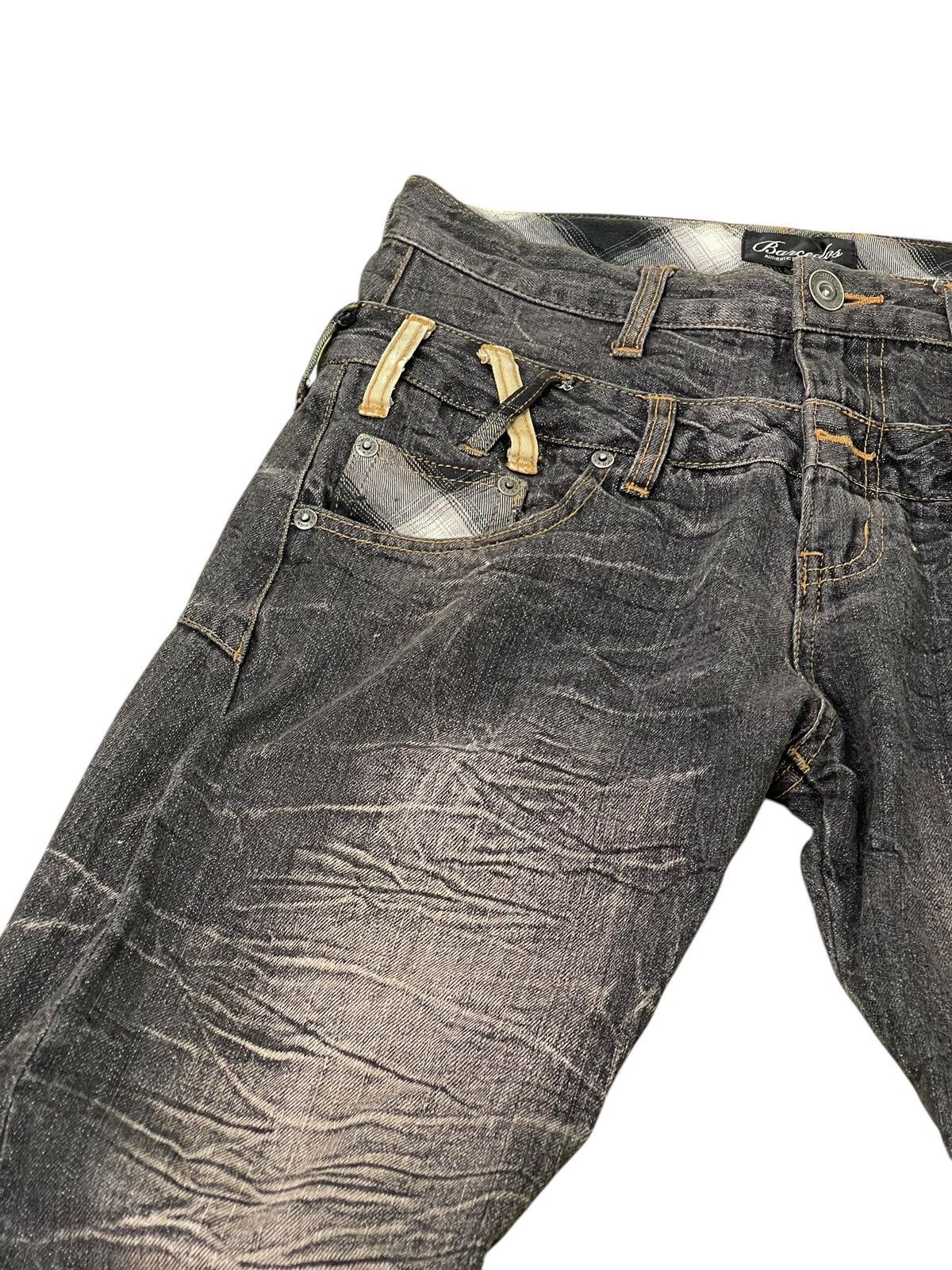Japanese Brand Double Waist Jeans Barcedos Mud Washed Slim 9🟦 Size US 30 / EU 46 - 6 Thumbnail