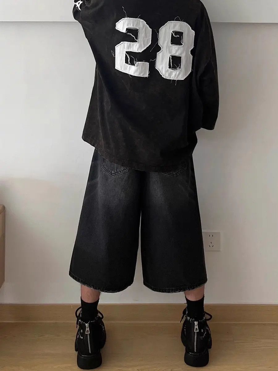 Japanese Brand × Jean Retro loose straight leg wide leg denim shorts Size US 32 / EU 48 - 5 Thumbnail