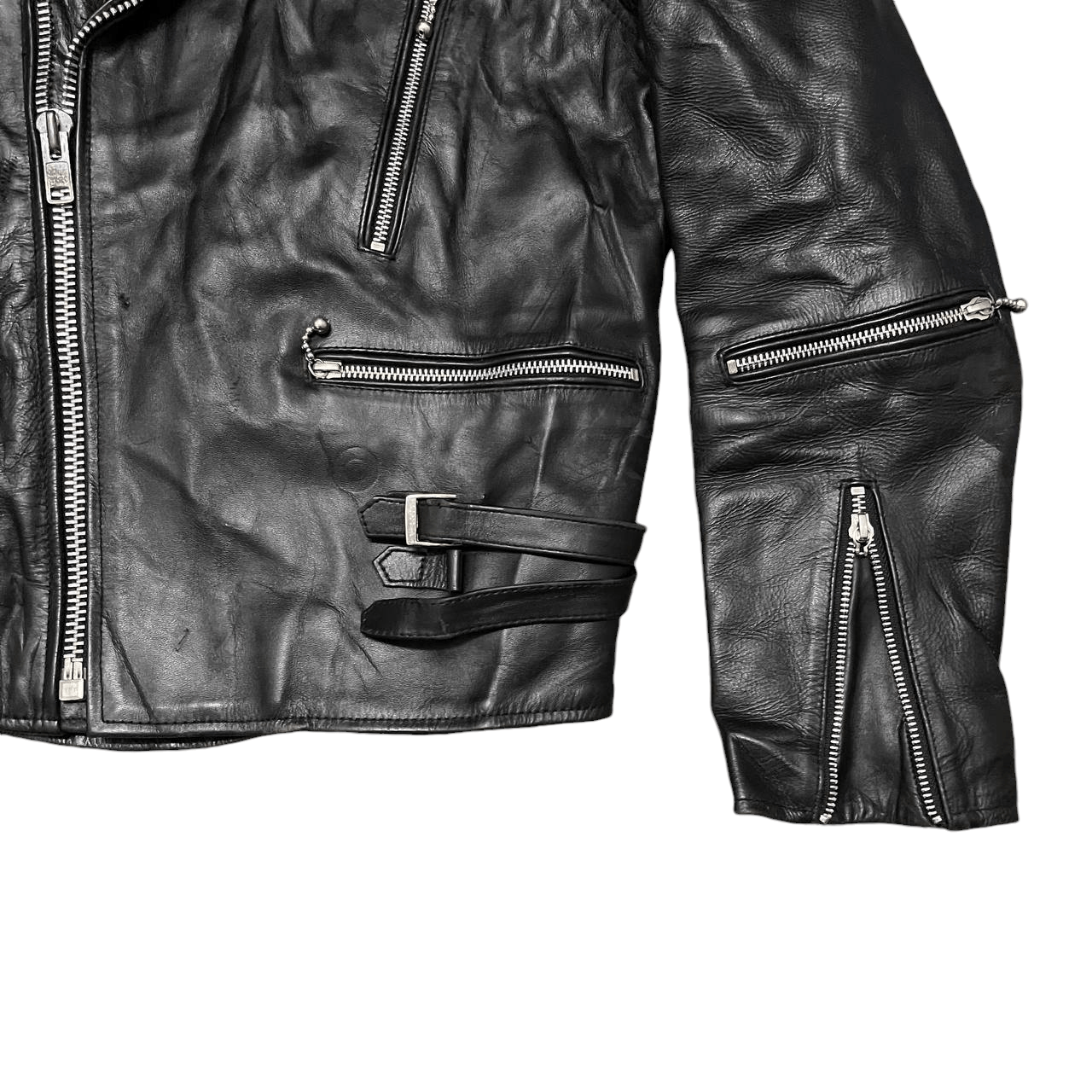 Leather Vintage Motorcycle Double Collar Cowhide Leather Jacket Size US M / EU 48-50 / 2 - 4 Thumbnail
