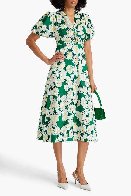Diane von Furstenberg Majorie twisted floral print cotton poplin midi dress Size L / US 10 / IT 46 - 6 Thumbnail