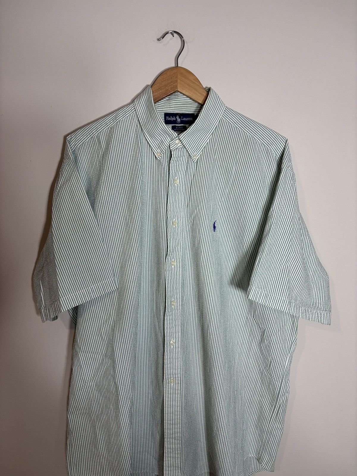 Polo Ralph Lauren Vtg Polo Ralph Lauren Blake Seersucker ShortSleeve Shirt XL Size US XL / EU 56 / 4 - 1 Thumbnail