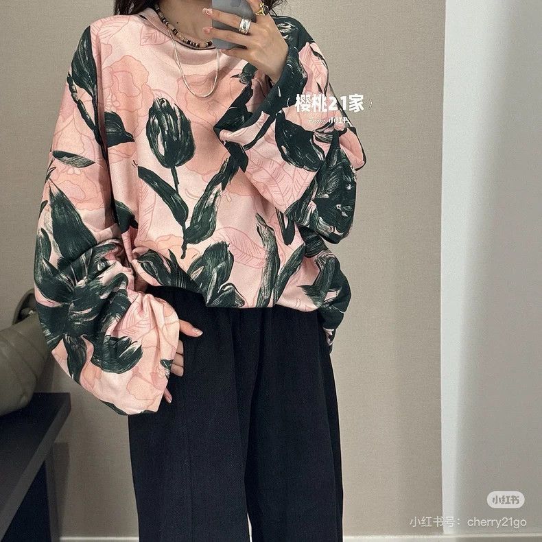 Dries Van Noten DRIES VAN NOTEN Pink ink-wash floral pleated sweatshirt Size S / US 4 / IT 40 - 9 Thumbnail