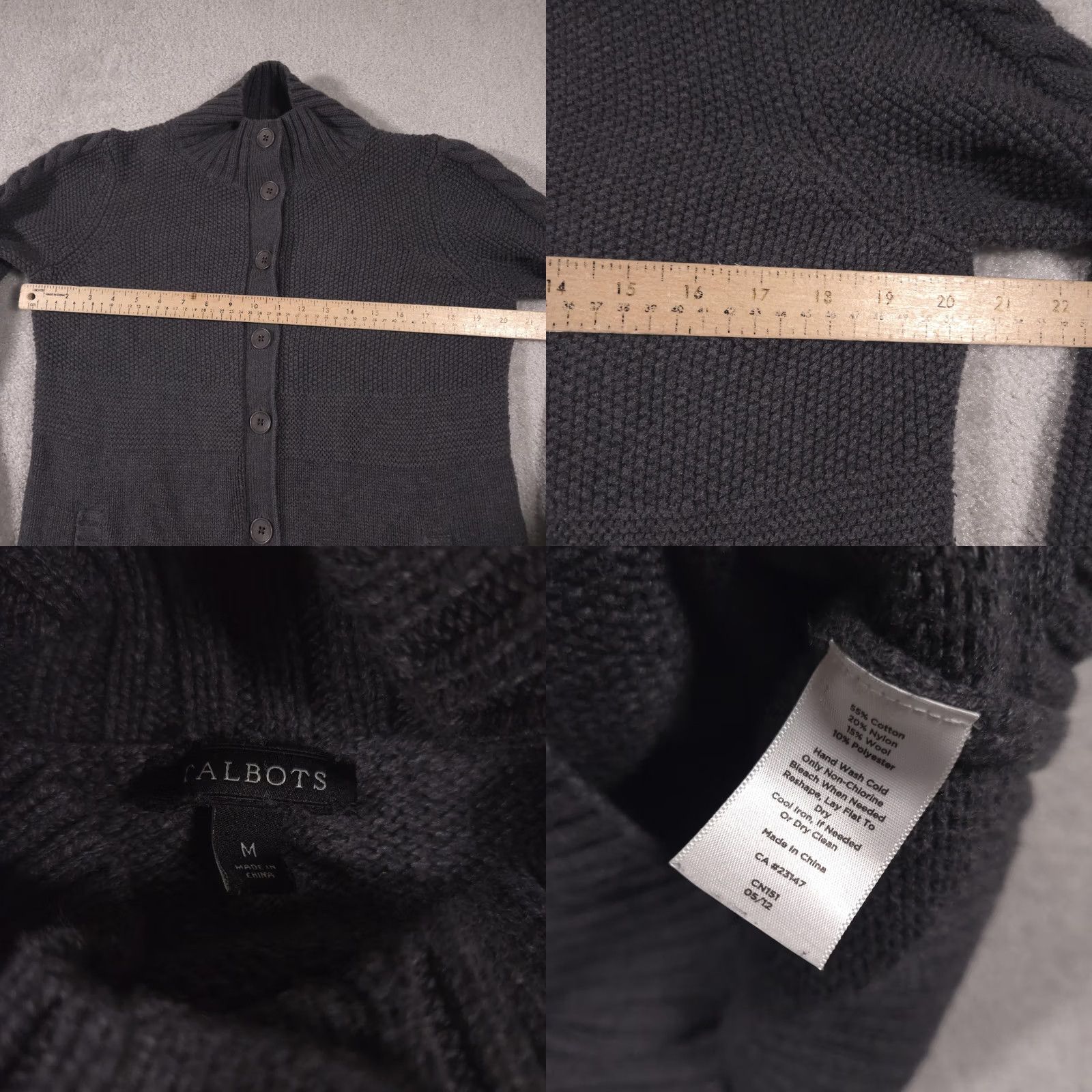 Talbots Talbots Cardigan Womens Medium Gray Long Duster Wool Blend Button Front Size M / US 6-8 / IT 42-44 - 8 Thumbnail