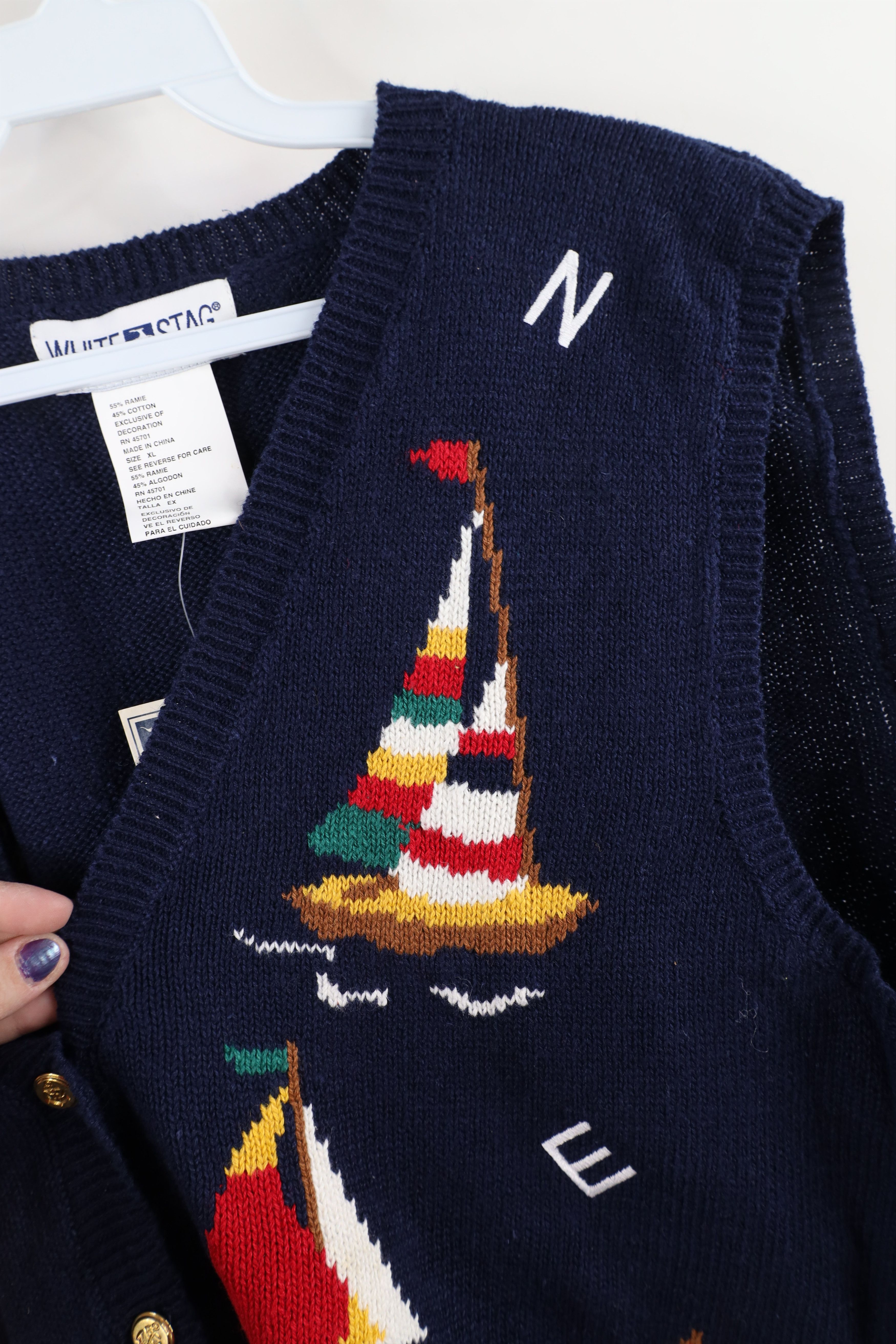 Vintage Deadstock Vintage 90s Streetwear Sailing Knit Sweater Vest Size XL / US 12-14 / IT 48-50 - 7 Thumbnail