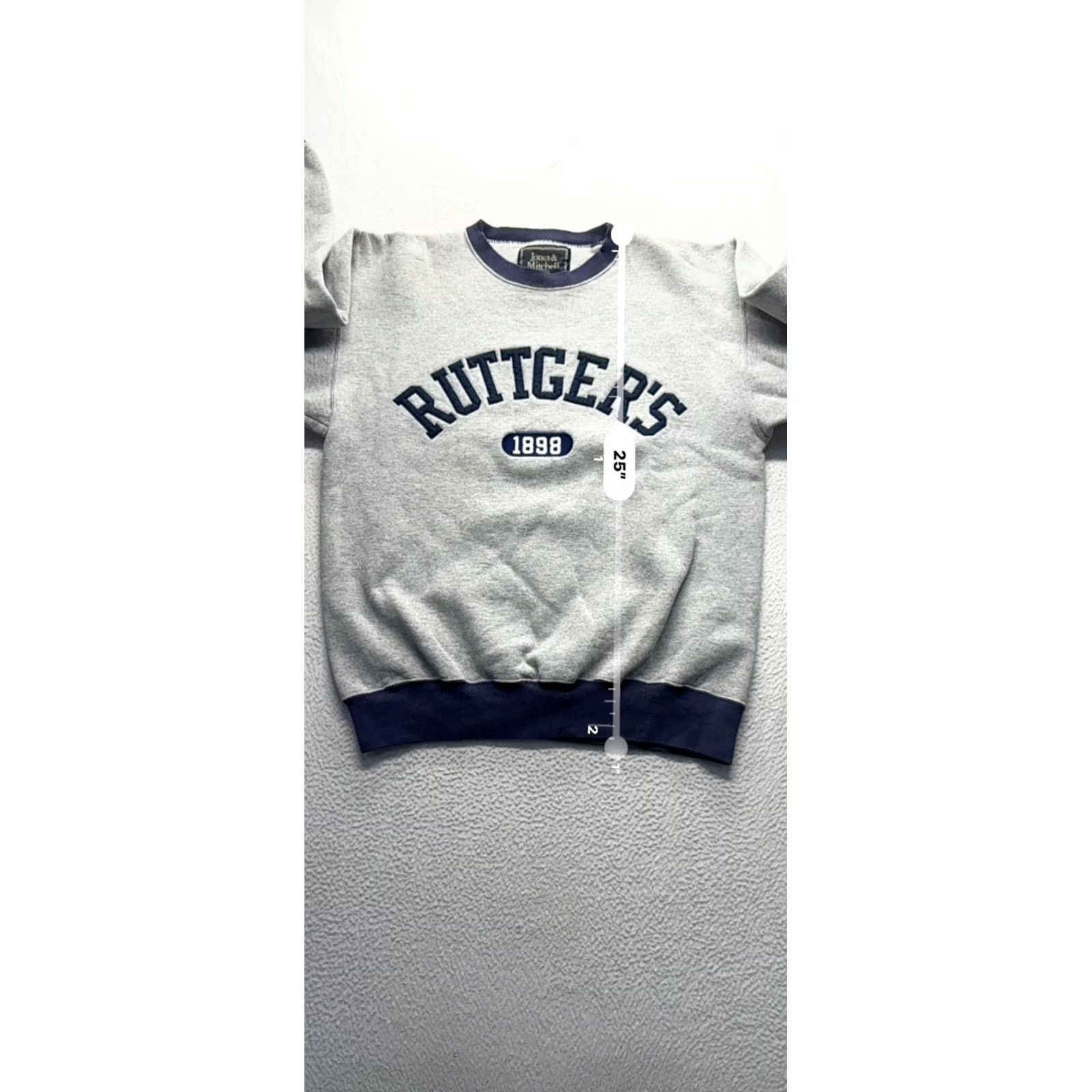 Vintage VINTAGE Jones & Mitchell Rutgers 1898 Sweatshirt Gray Navy M Mens Sweatshirt Crew Neck Long Sleeve Pullover All Season USA 80% Cotton 20% Polyester Size US M / EU 48-50 / 2 - 6 Thumbnail