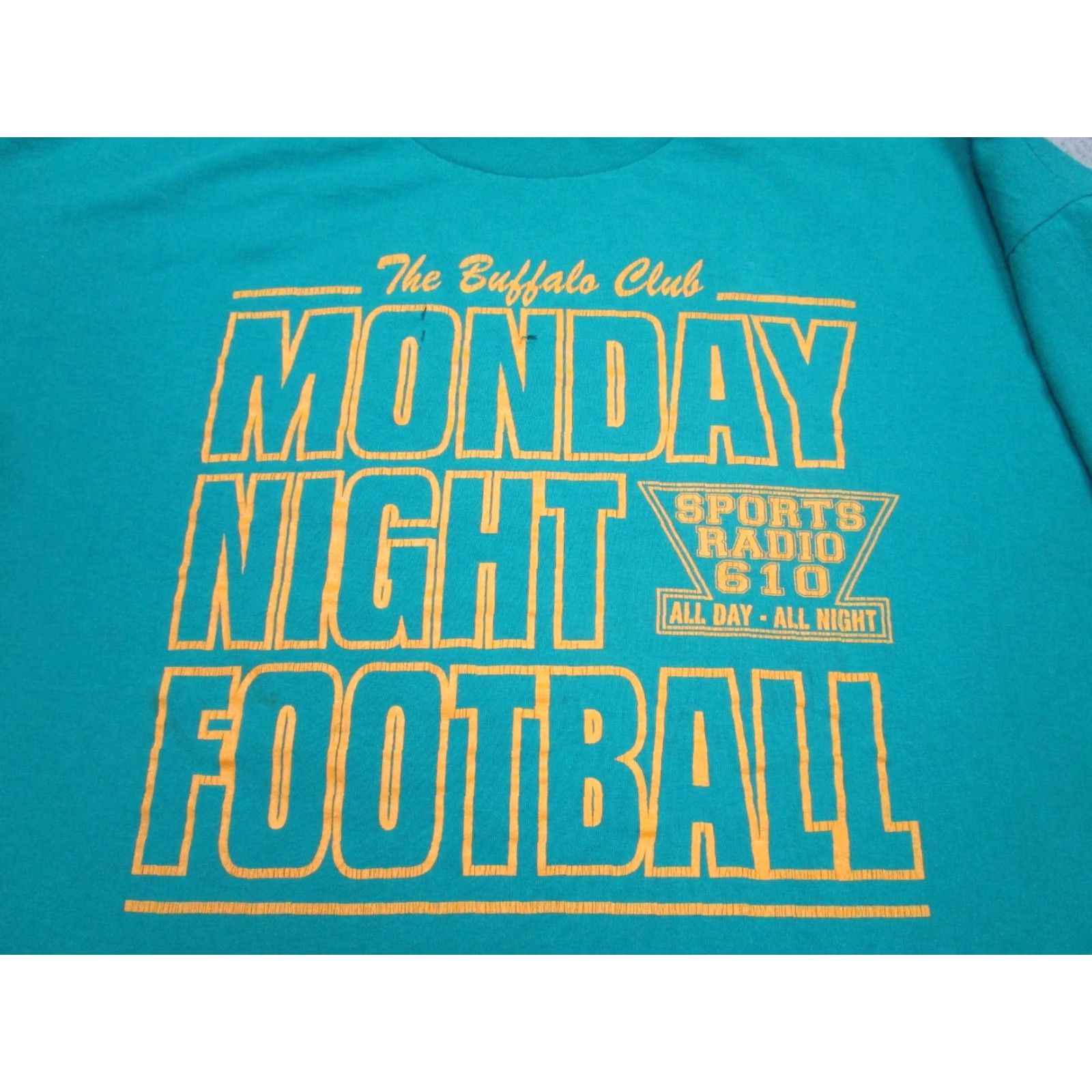 Hanes VINTAGE Hanes T-Shirt Buffalo Bills Monday Night Football Green 2XL Crew Neck Short Sleeve 90s Grunge Football Mens Size US XXL / EU 58 / 5 - 5 Thumbnail
